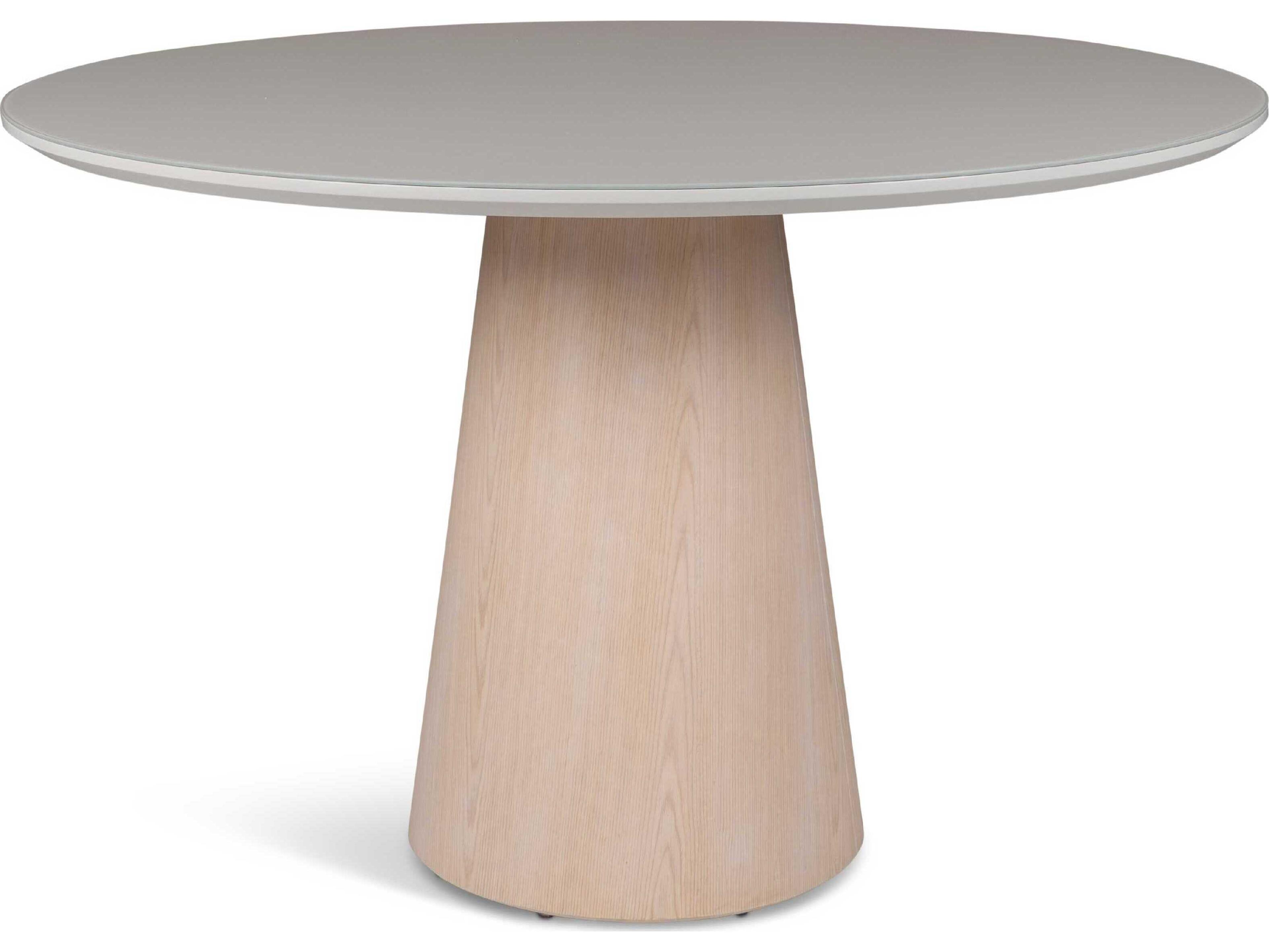 Urbia Modern Brazilian Mona Round Glass Off White Nevoa Dining Table