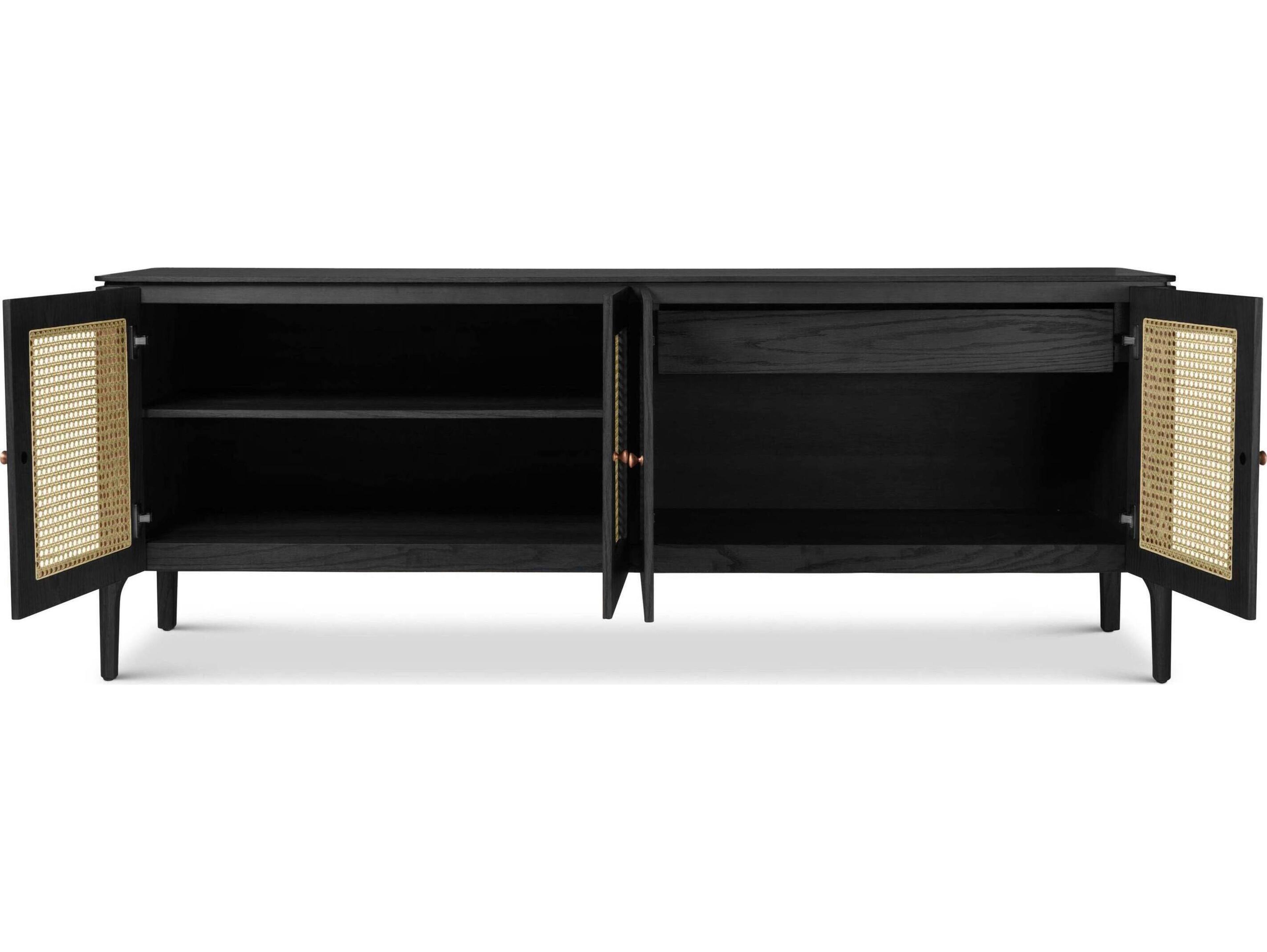 Urbia Modern Brazilian Missione Cane Buffet Ebano Frame Natural Cane Webbing