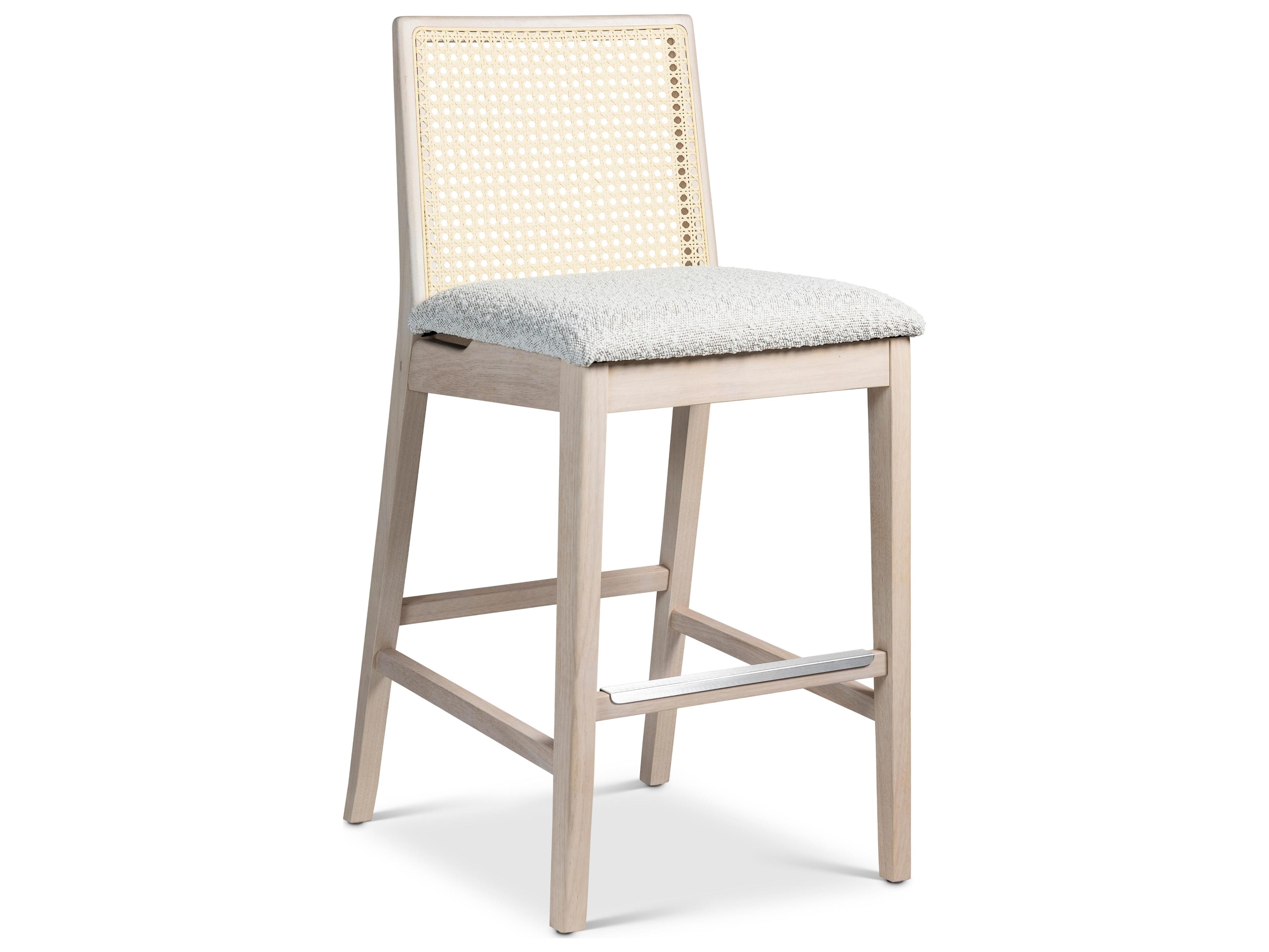 Urbia Modern Brazilian Nardia Cane Counter Stool Boucle Crafted Glaze Seat Nevoa Frame Natural Cane Webbing
