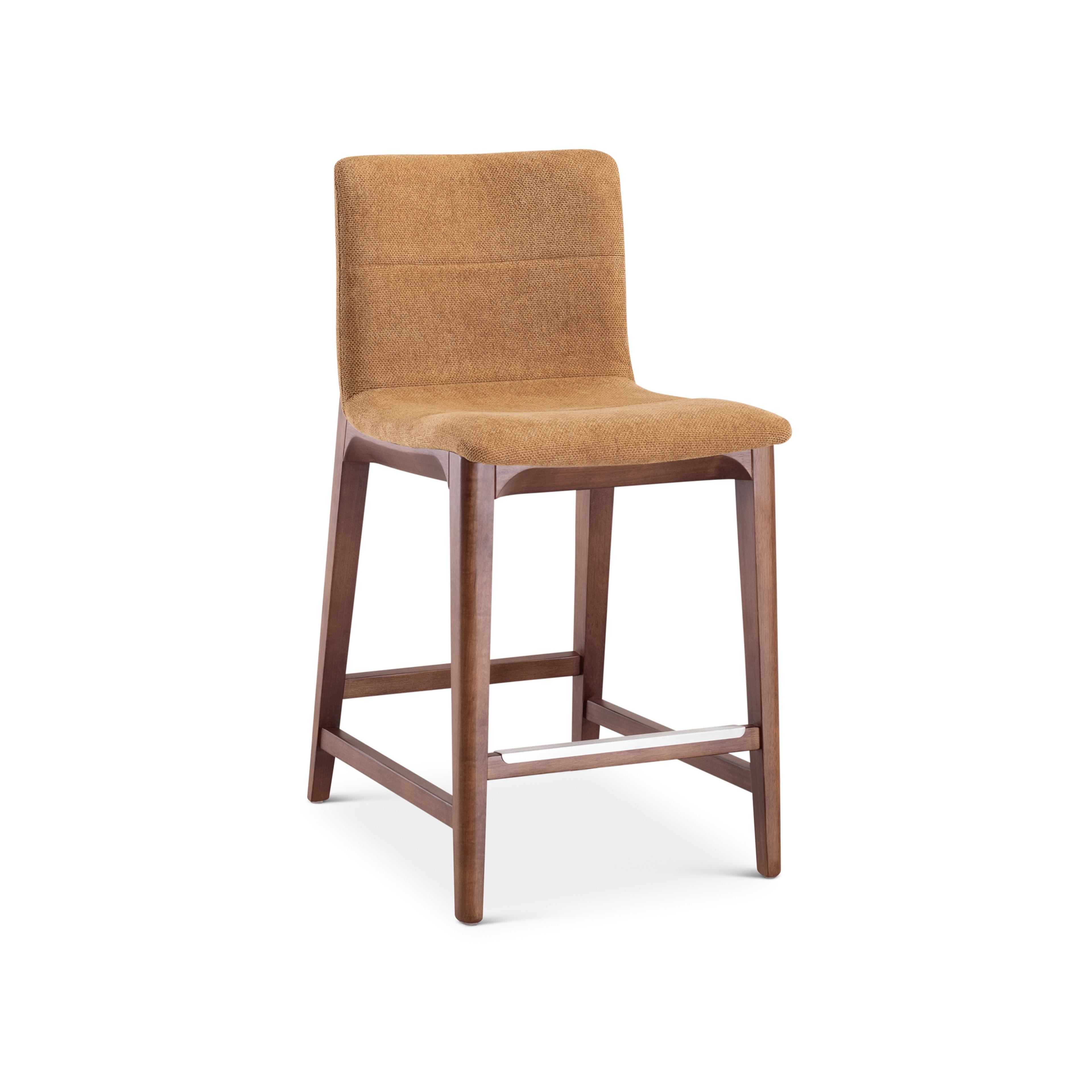 Urbia Modern Brazilian Jackpot Terracotta Nogal Upholstered Oak Wood Counter Stool