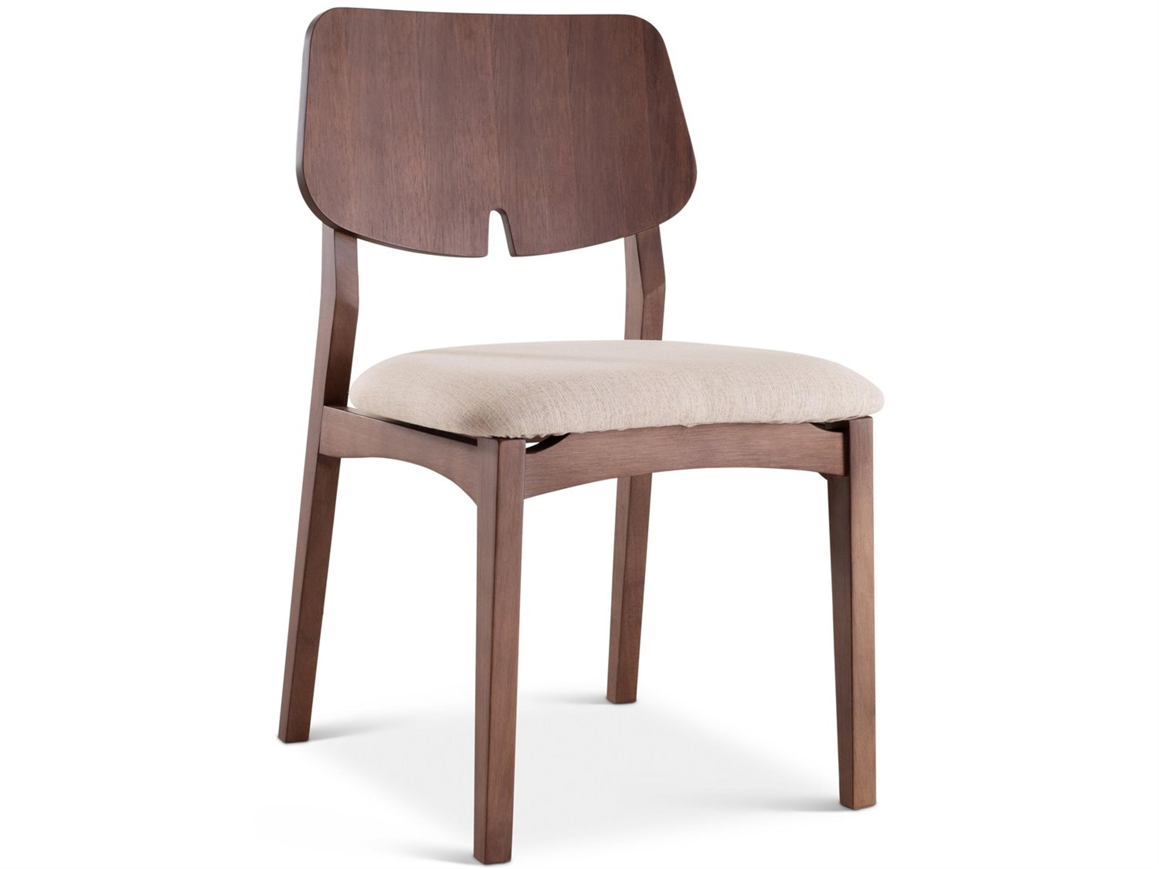 Urbia Modern Brazilian Oak Wood Beige Upholstered Armless Dining Chair