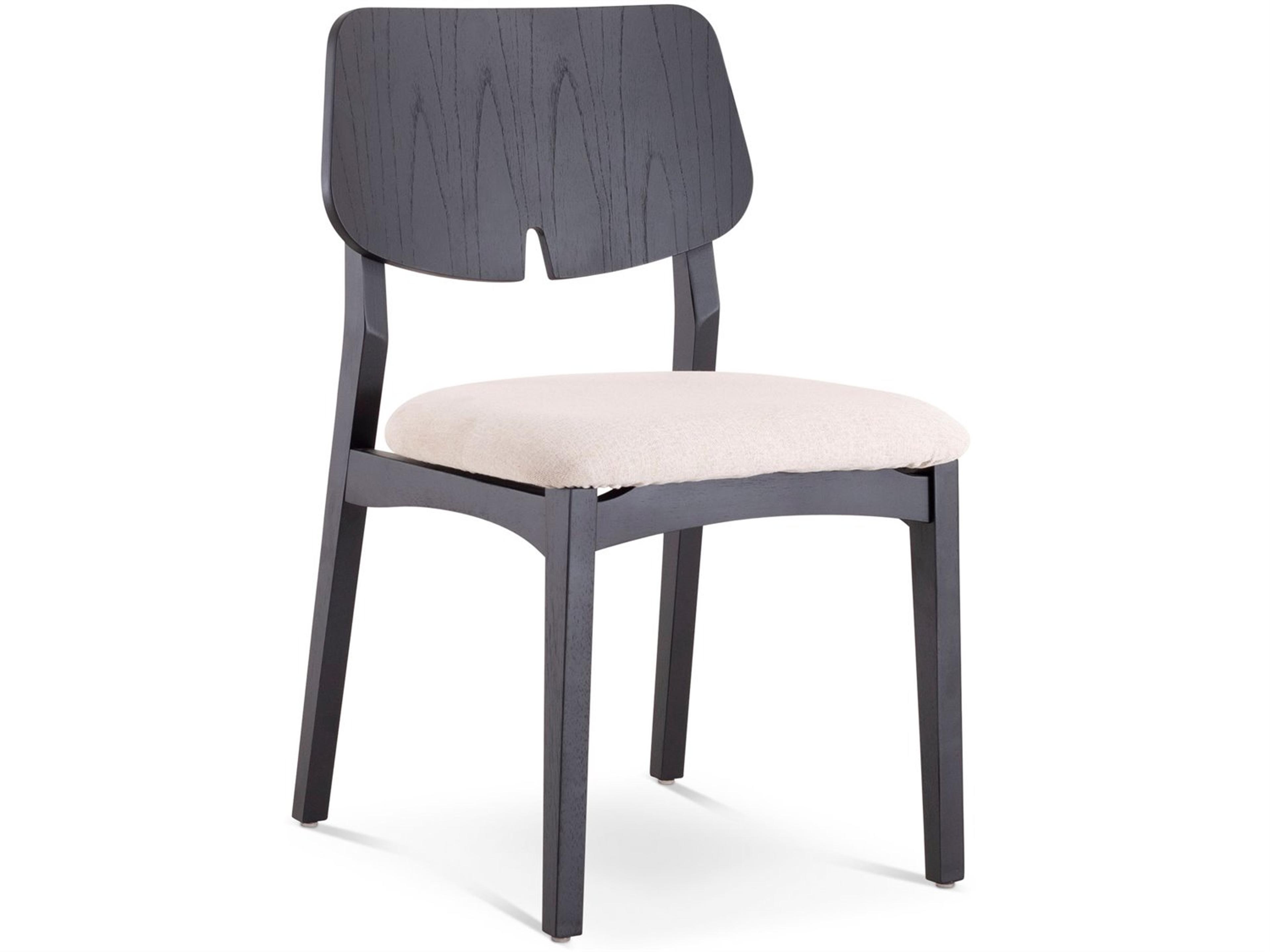 Urbia Modern Brazilian Oak Wood Beige Upholstered Armless Dining Chair