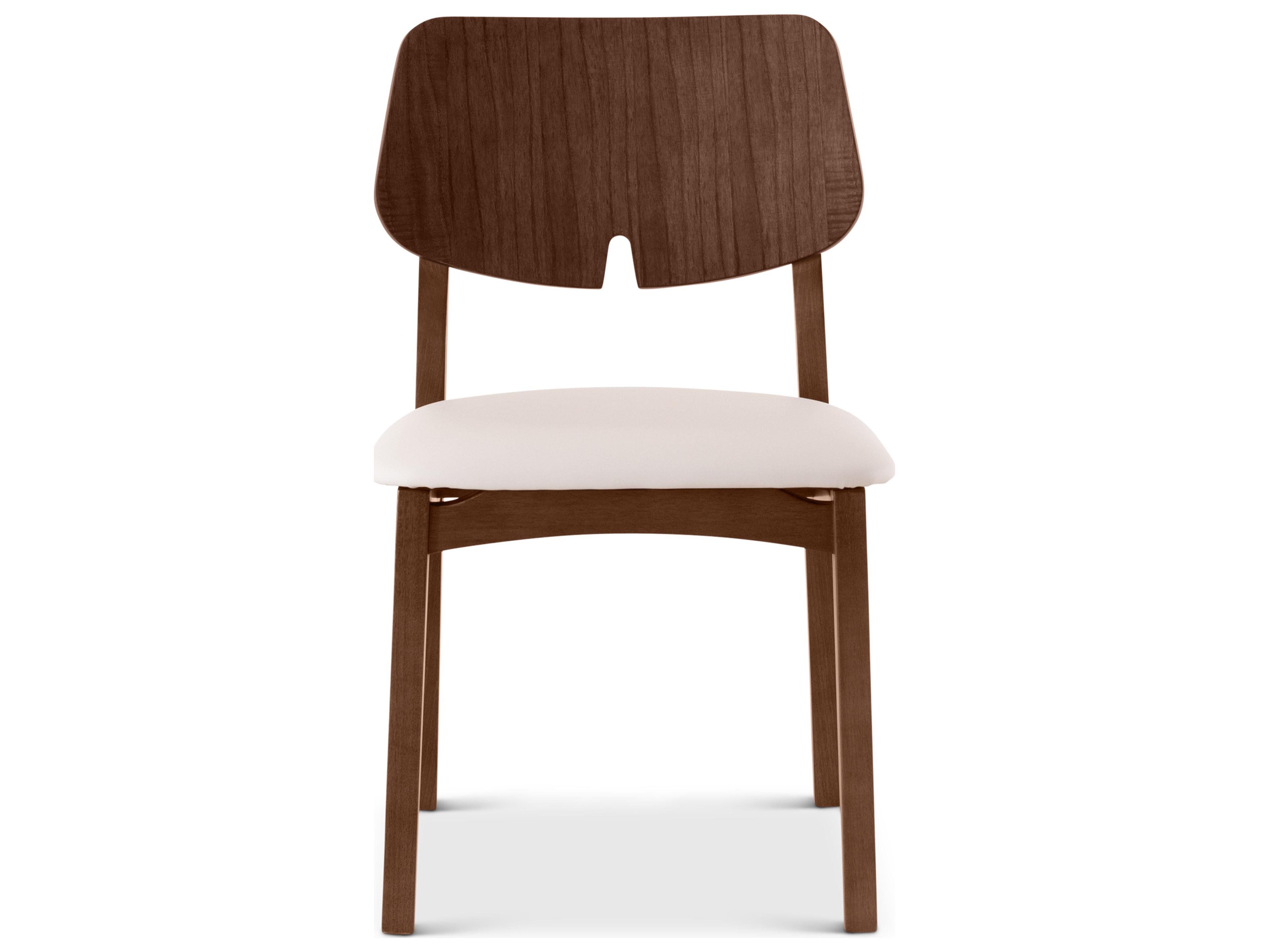 Urbia Modern Brazilian Oak Wood Beige Upholstered Armless Dining Chair