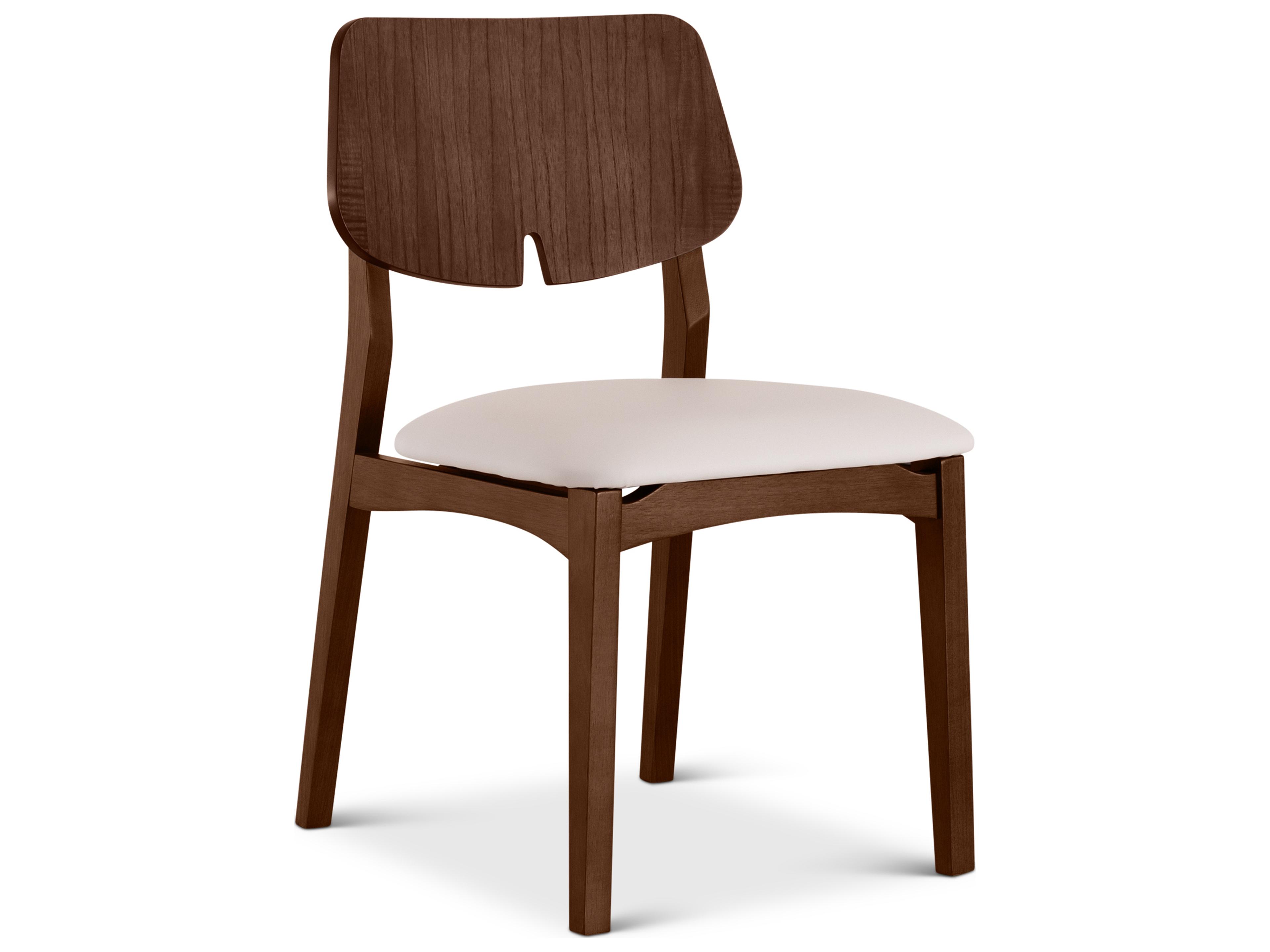 Urbia Modern Brazilian Oak Wood Beige Upholstered Armless Dining Chair