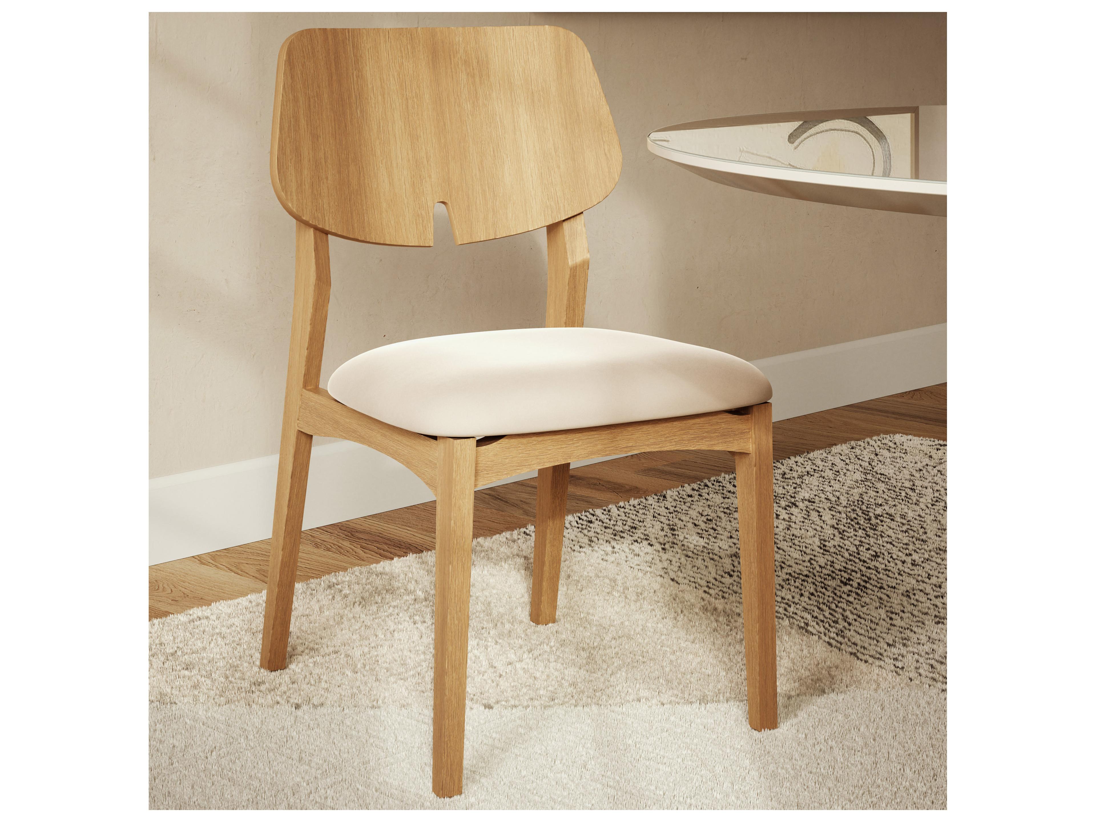 Urbia Modern Brazilian Solid Wood Beige Upholstered Armless Dining Chair