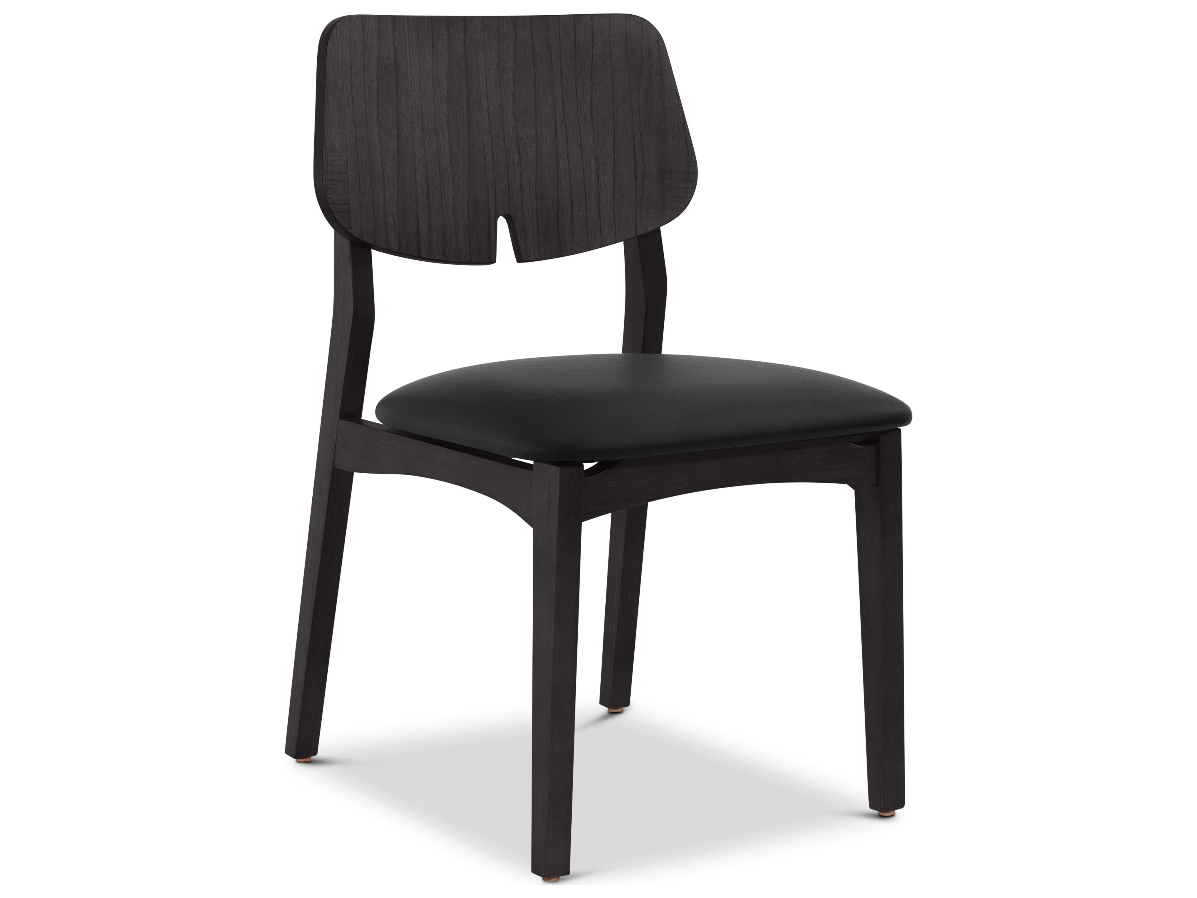 Urbia Modern Brazilian Solid Wood Black Upholstered Armless Dining Chair