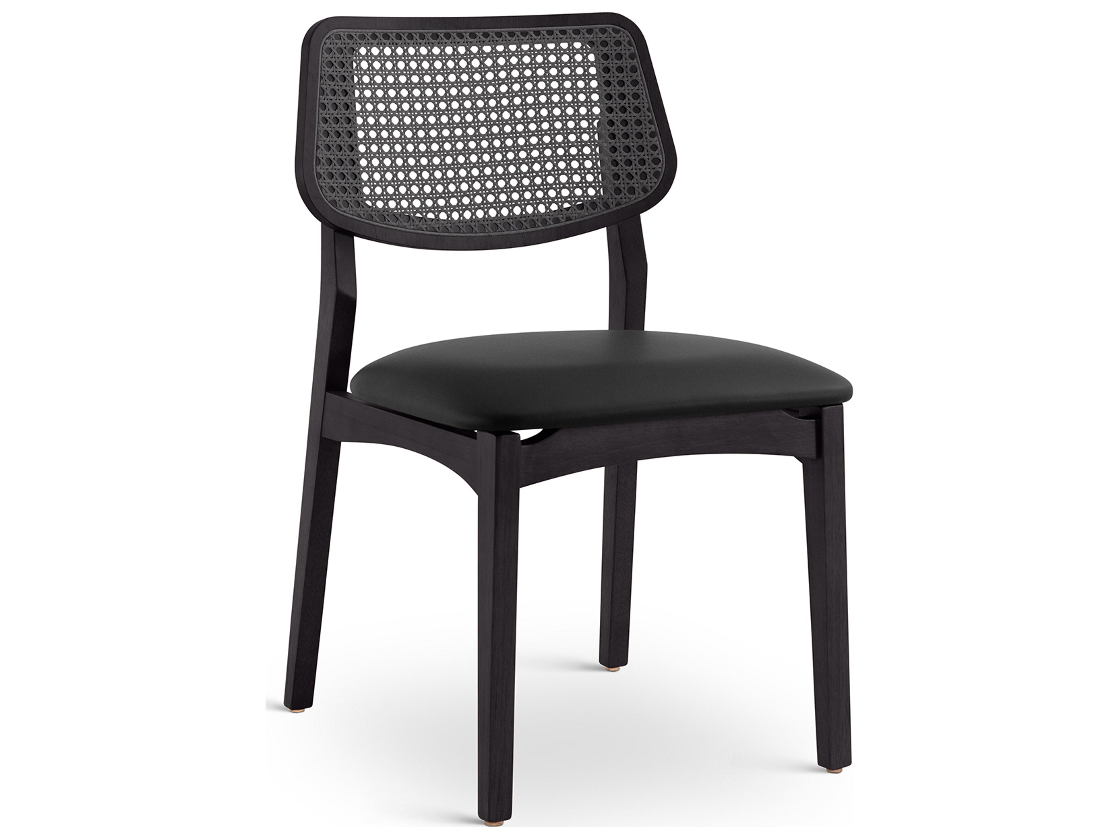 Urbia Modern Brazilian Solid Wood Black Upholstered Armless Dining Chair
