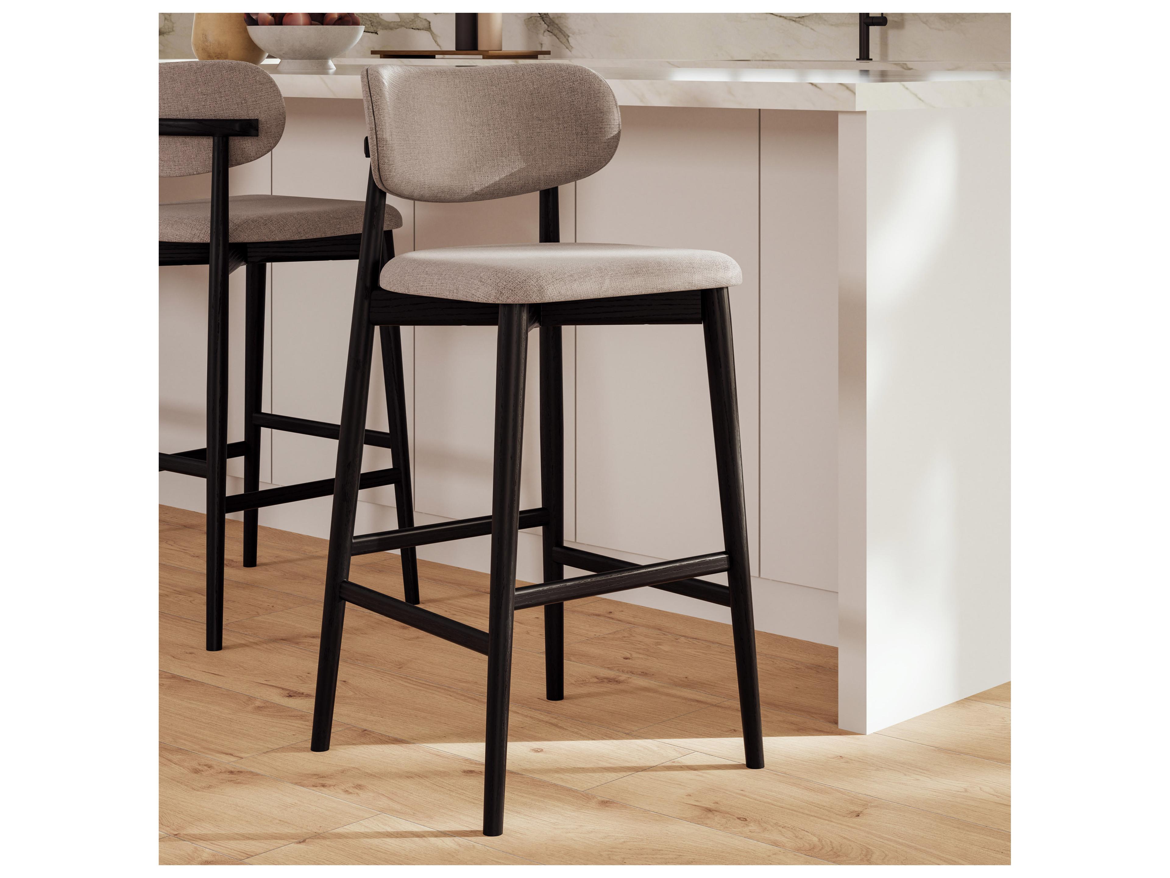 Lucia Harvest Jute Ebano Upholstered Solid Wood Counter Stool