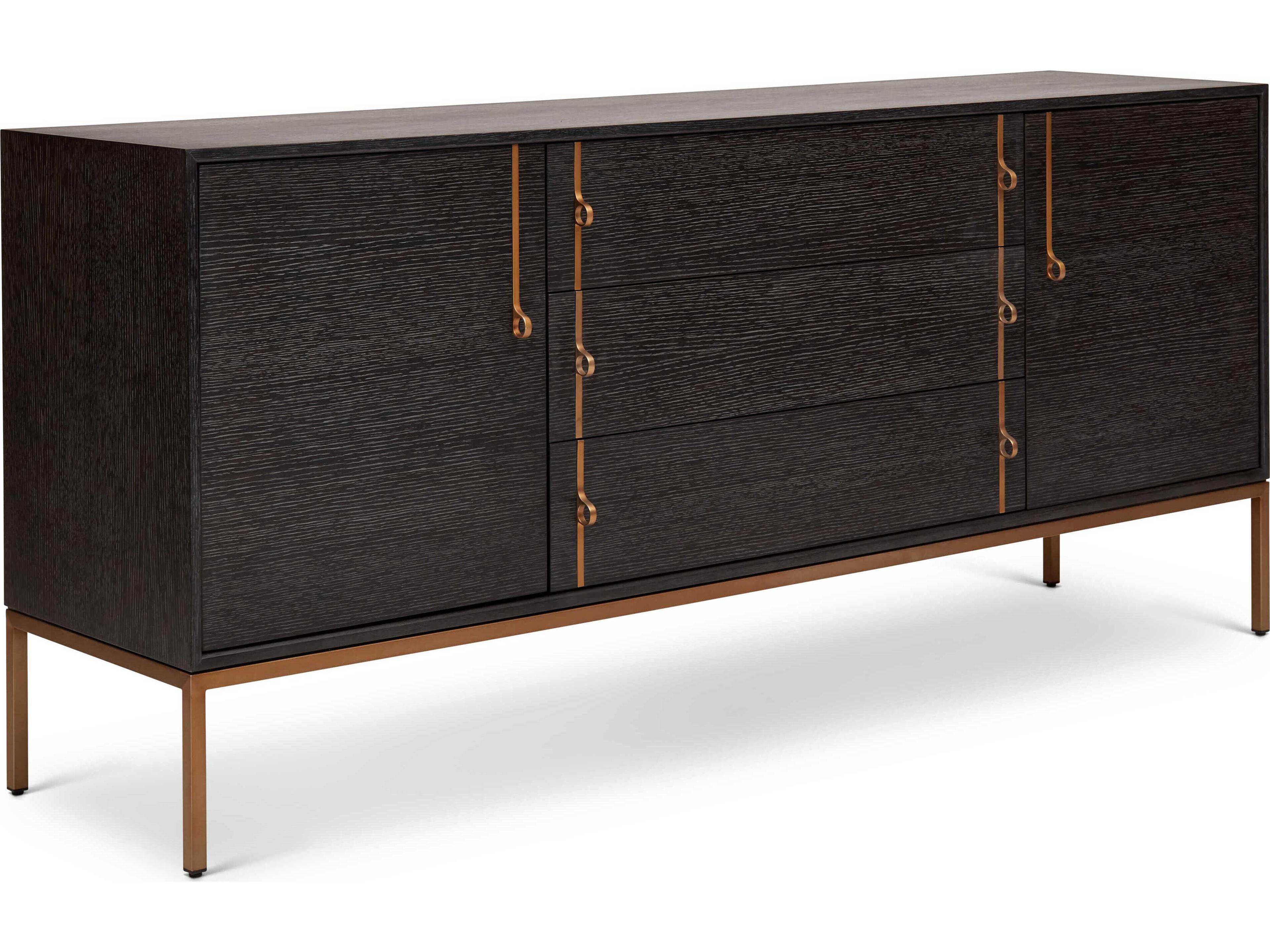 Urbia Ie Series 71" Oak Wood Charcoal Brass Sideboard