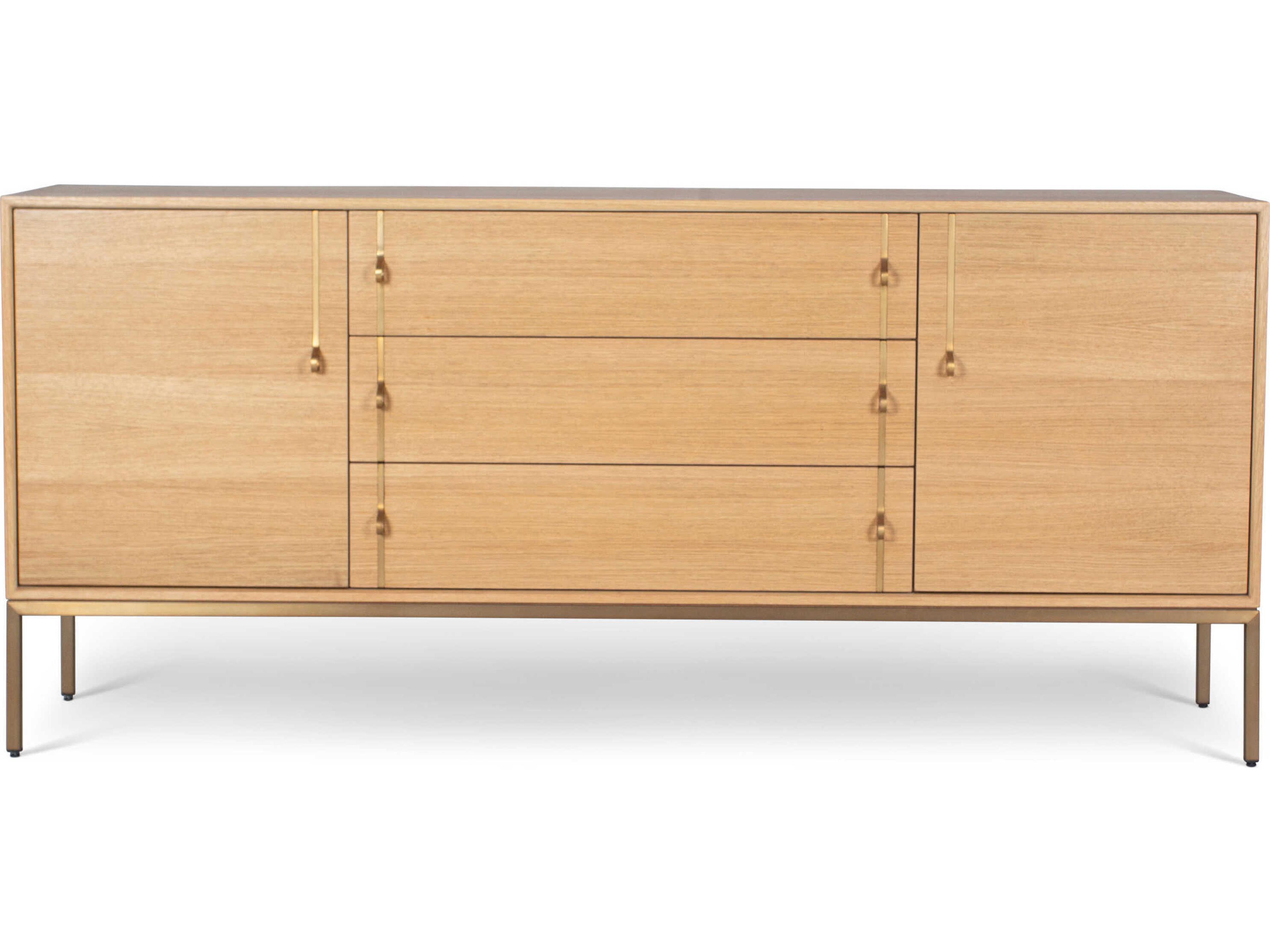 Urbia Ie Series Holly 71" Oak Wood White Brass Sideboard