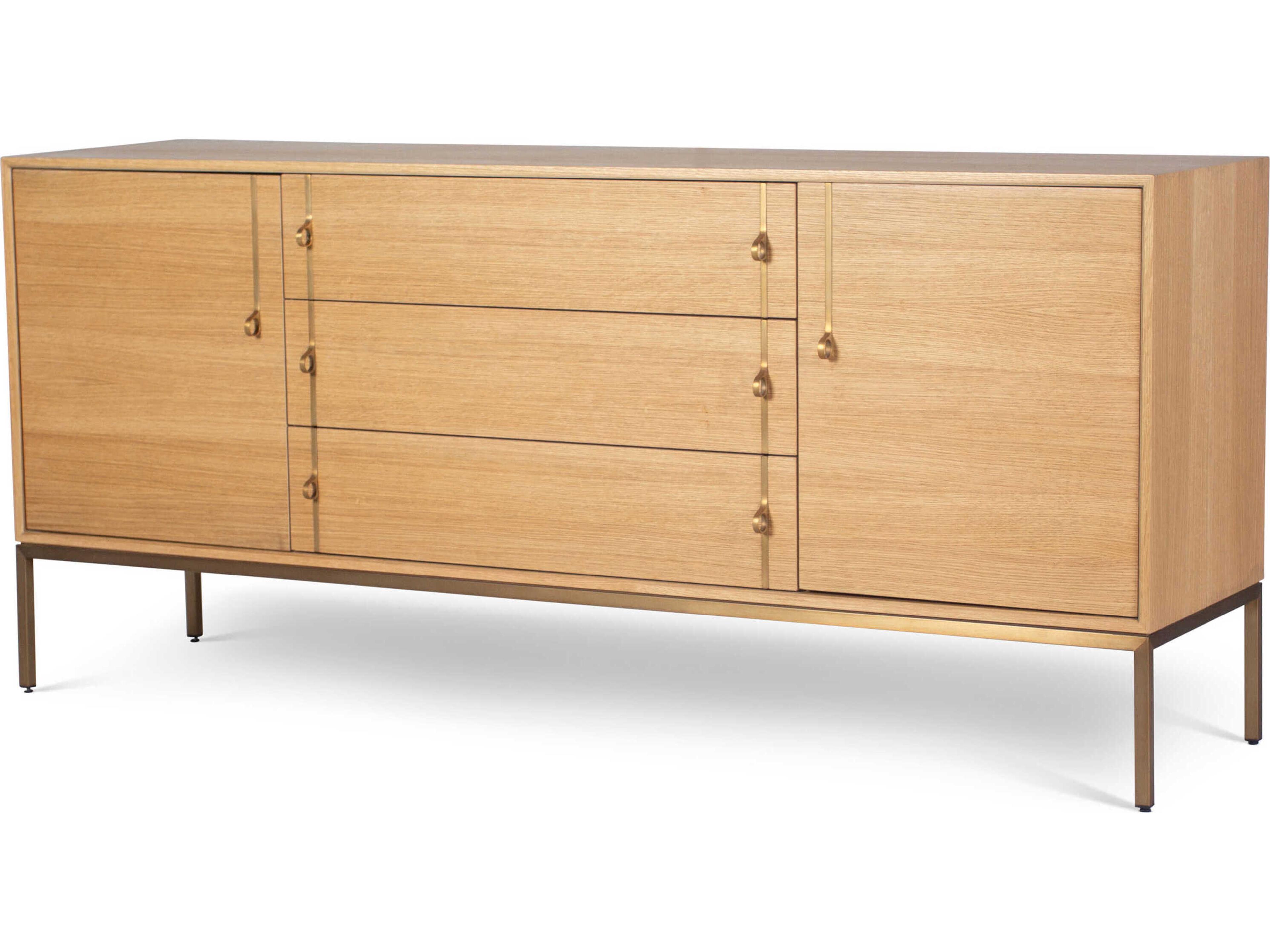 Urbia Ie Series Holly 71" Oak Wood White Brass Sideboard