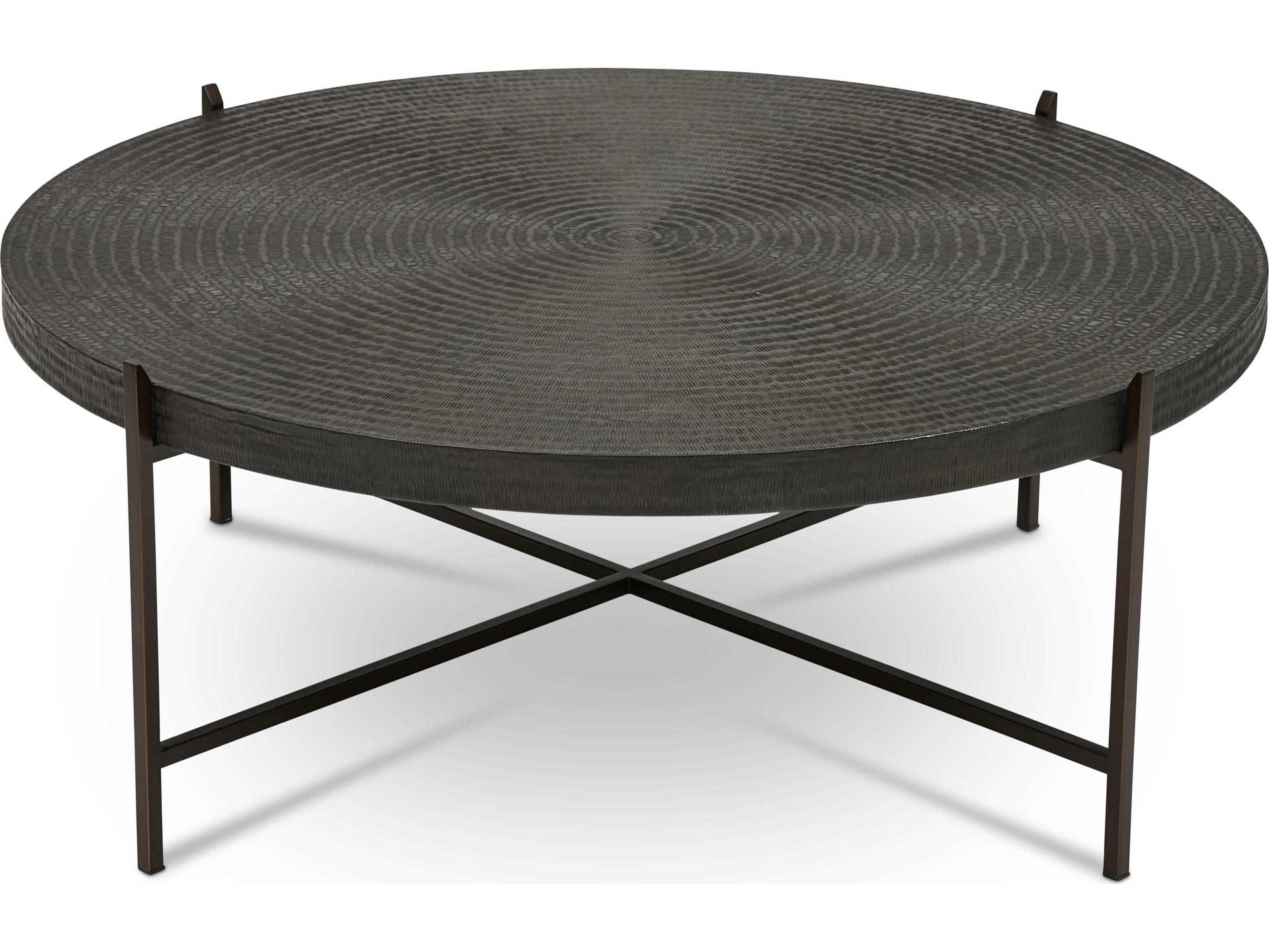 Urbia Ie Series Round Metal Antique Copper Bronze Coffee Table