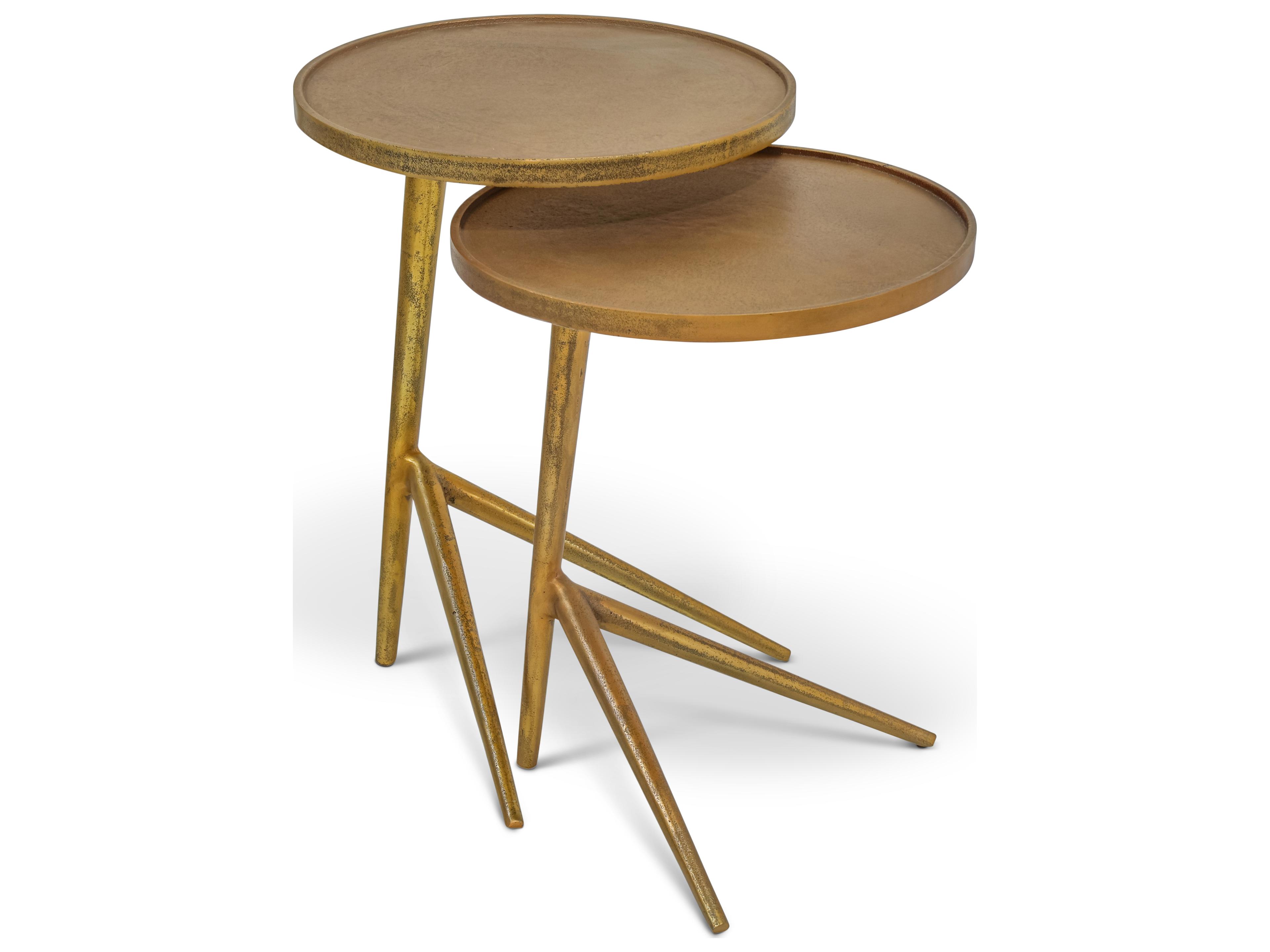 Urbia Elements Round Metal Antique Brass End Table Nesting Set