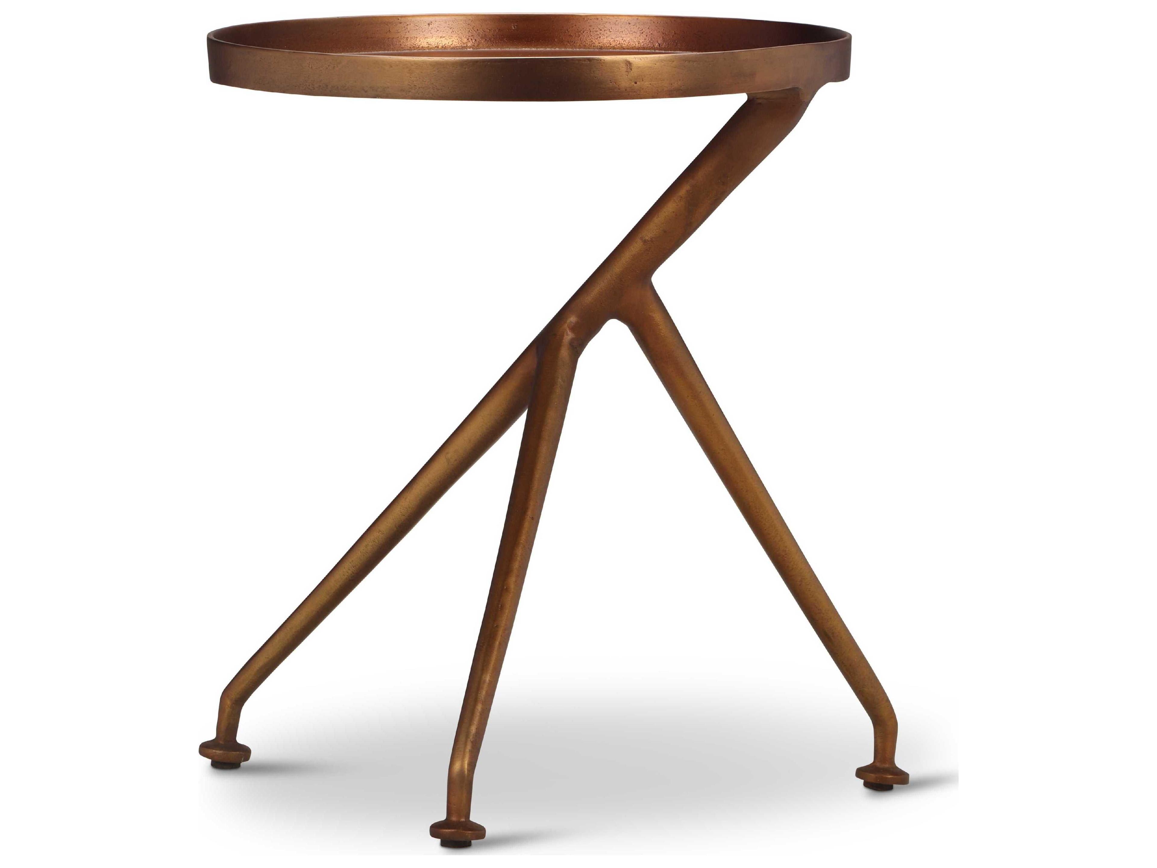 Urbia Elements Meret Round Metal Antique Brass End Table