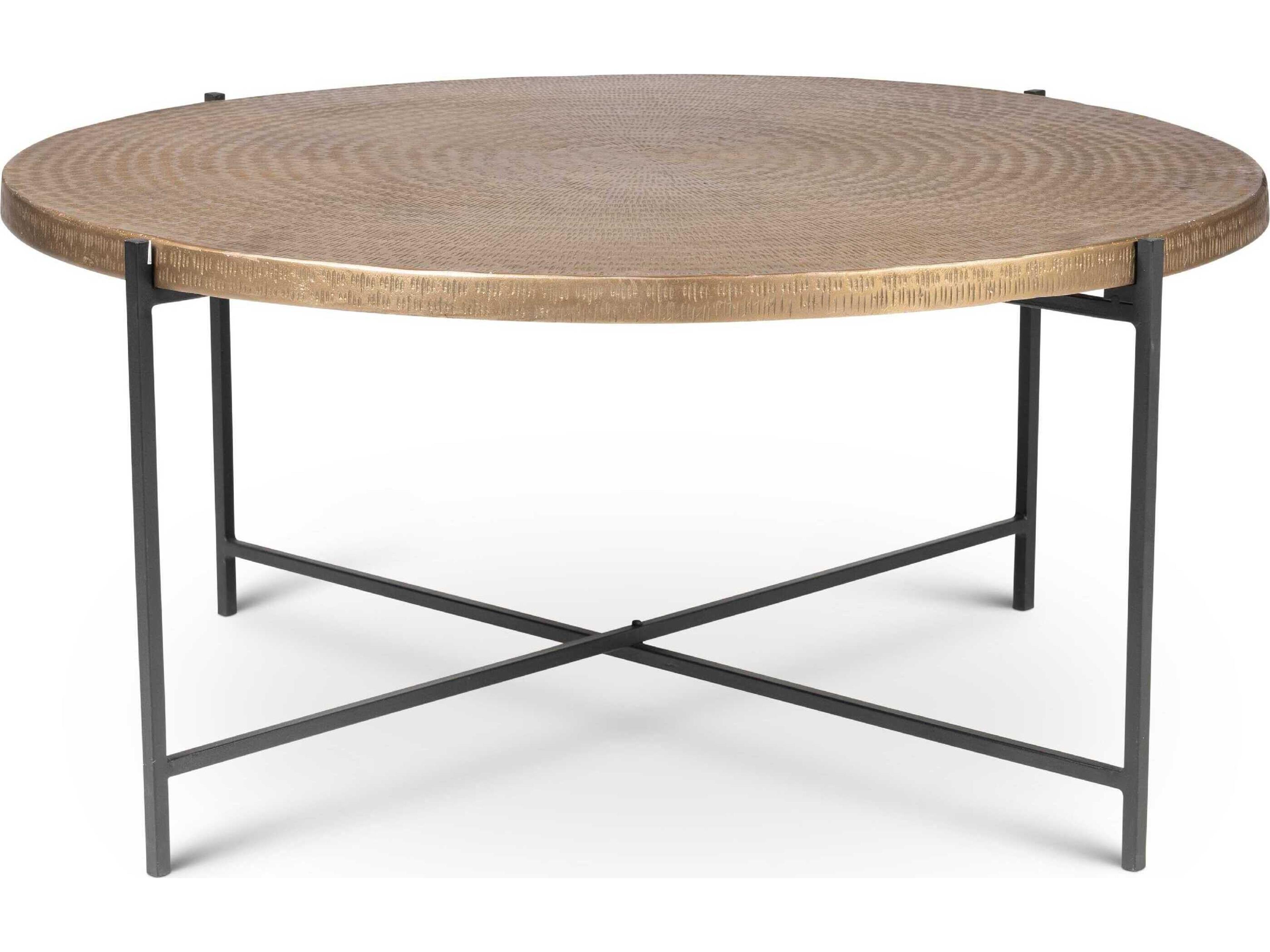 Elements Navi Round Metal Antique Brass Coffee Table