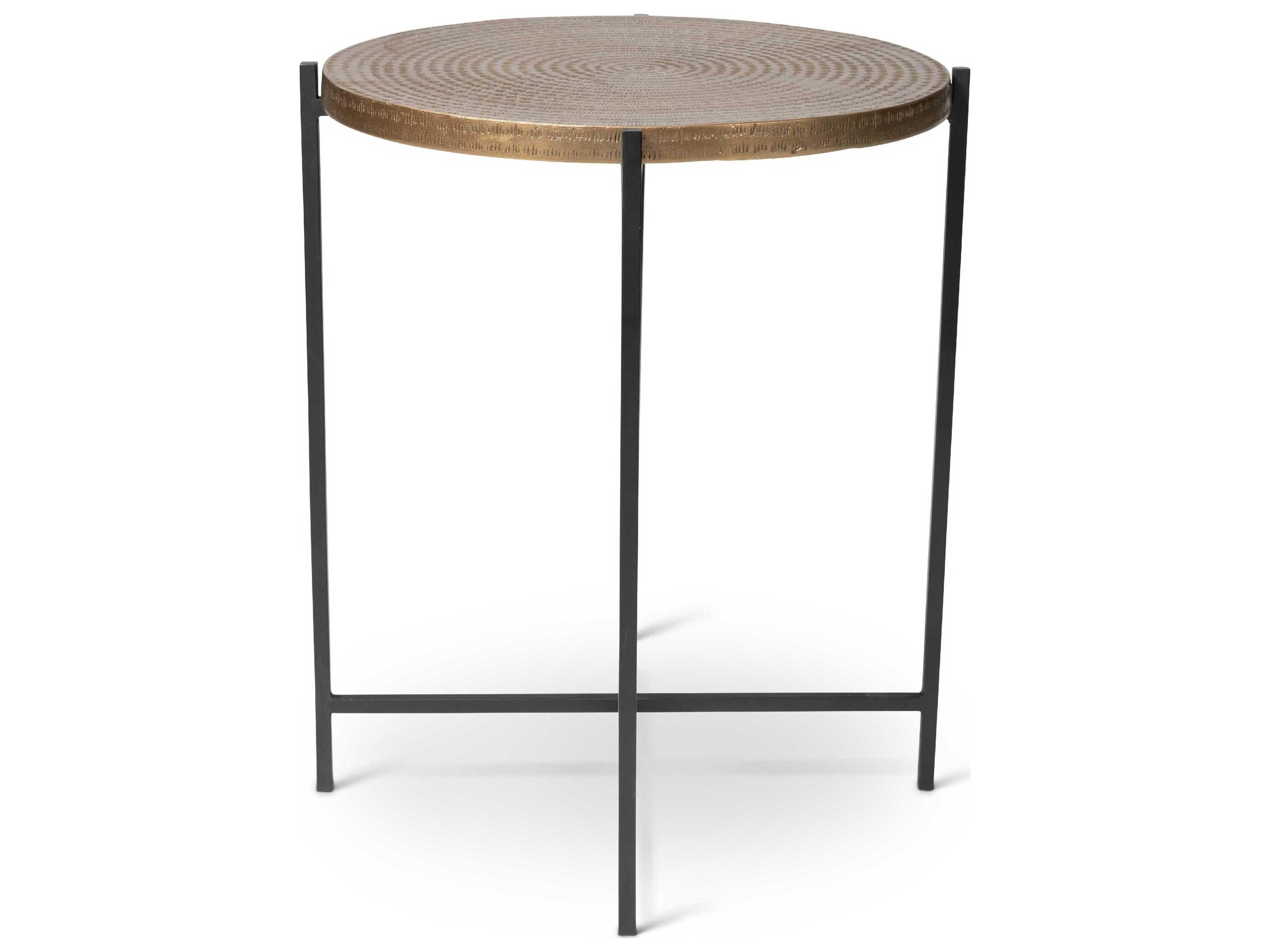 Urbia Elements Navi Round Metal Antique Brass End Table