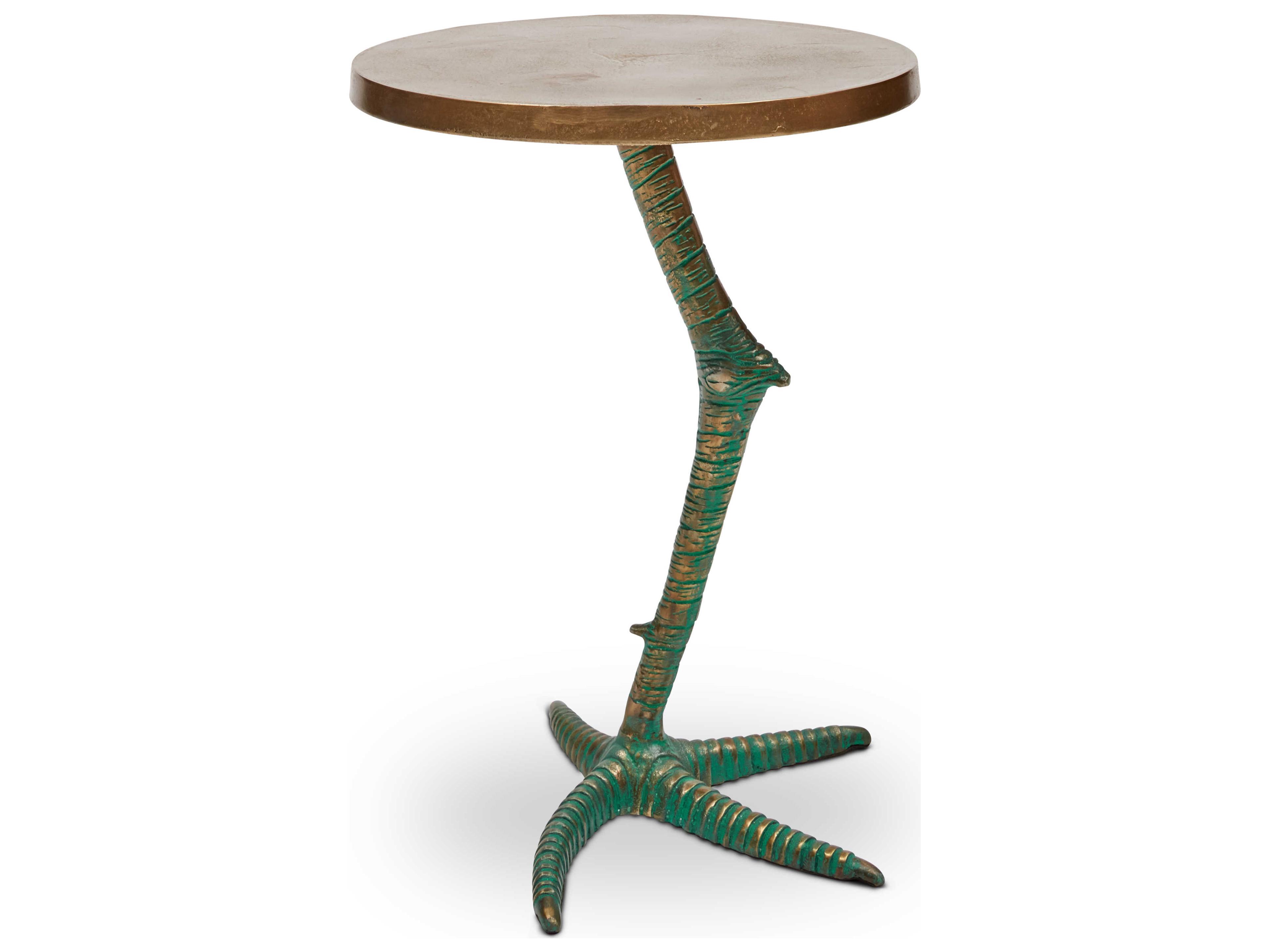 Urbia Elements Round Metal Antique Brass End Table