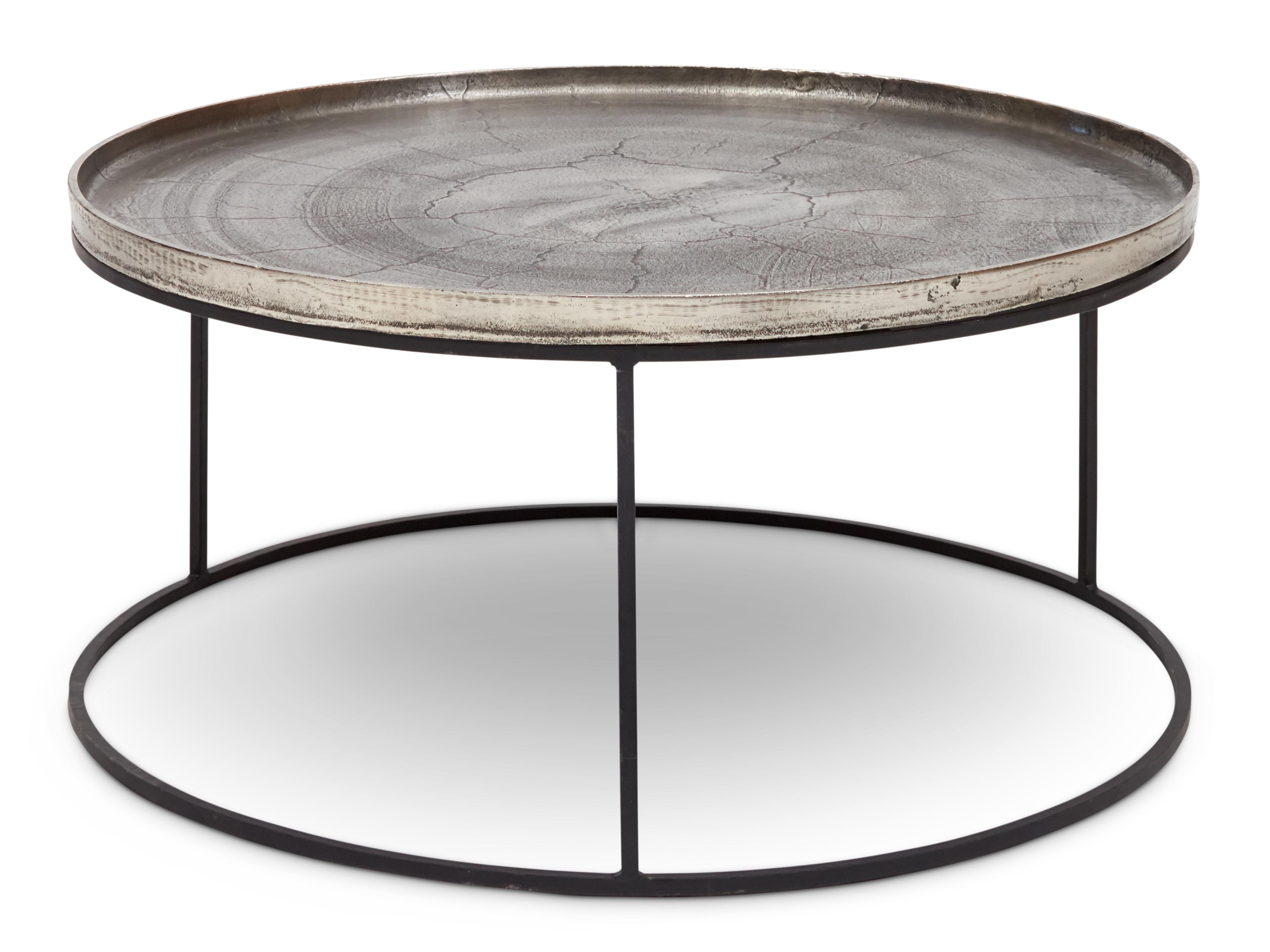 Urbia Elements Round Metal Vintage Silver Black Coffee Table