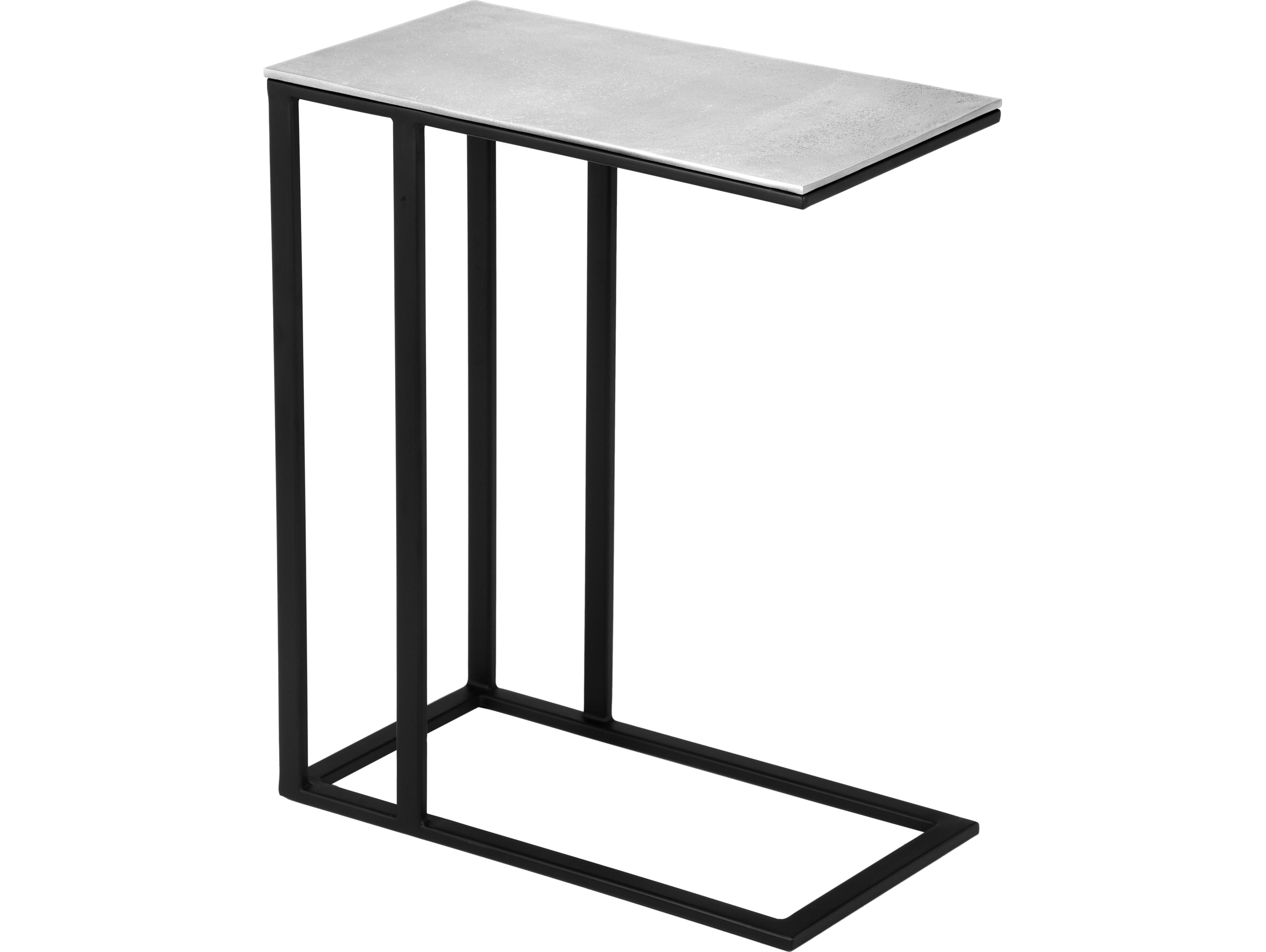 Elements Tanu Rectangular Metal Vintage Silver End Table