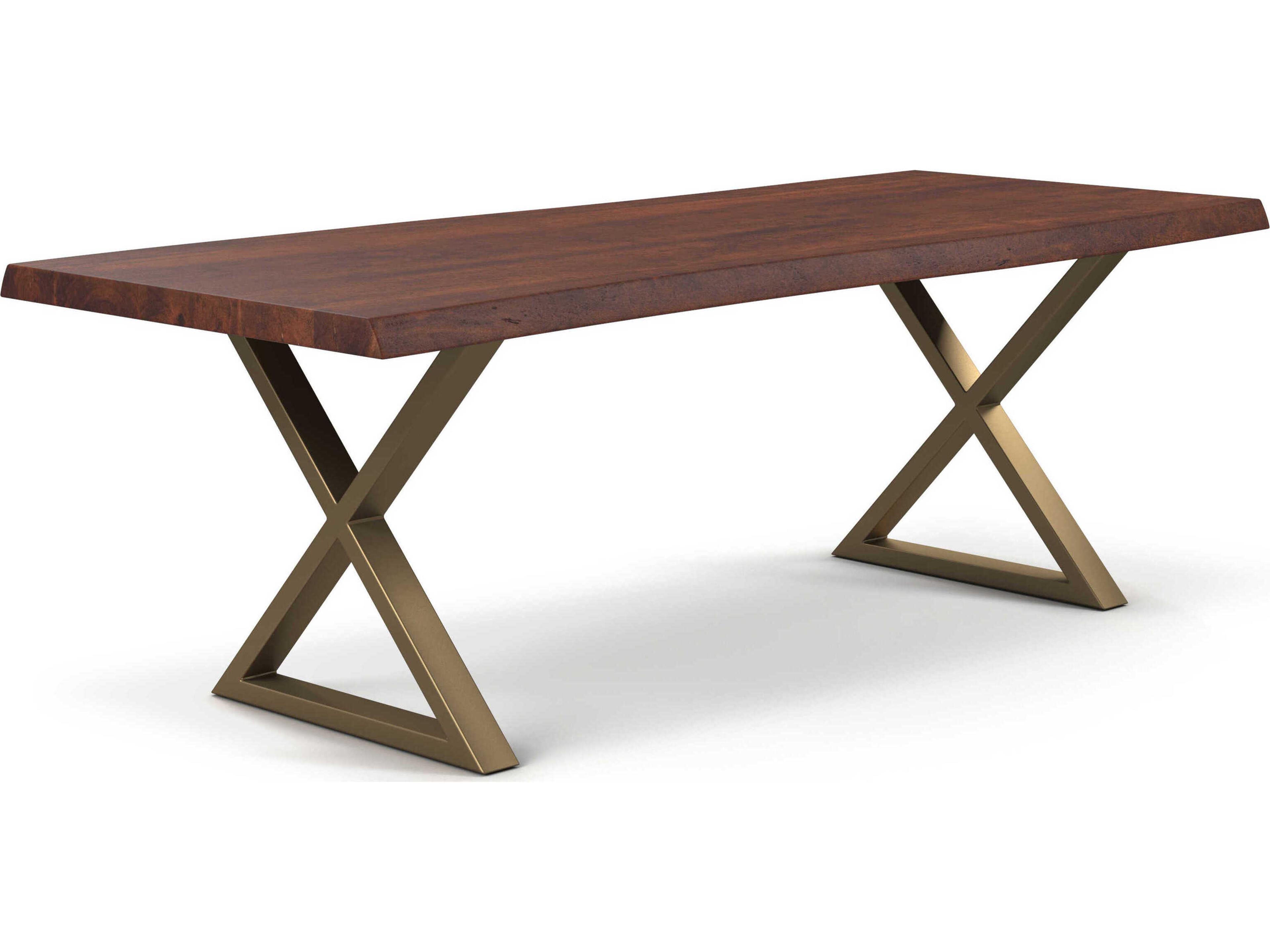 Urbia Brooks Rectangular Wood Americano Brass Dining Table