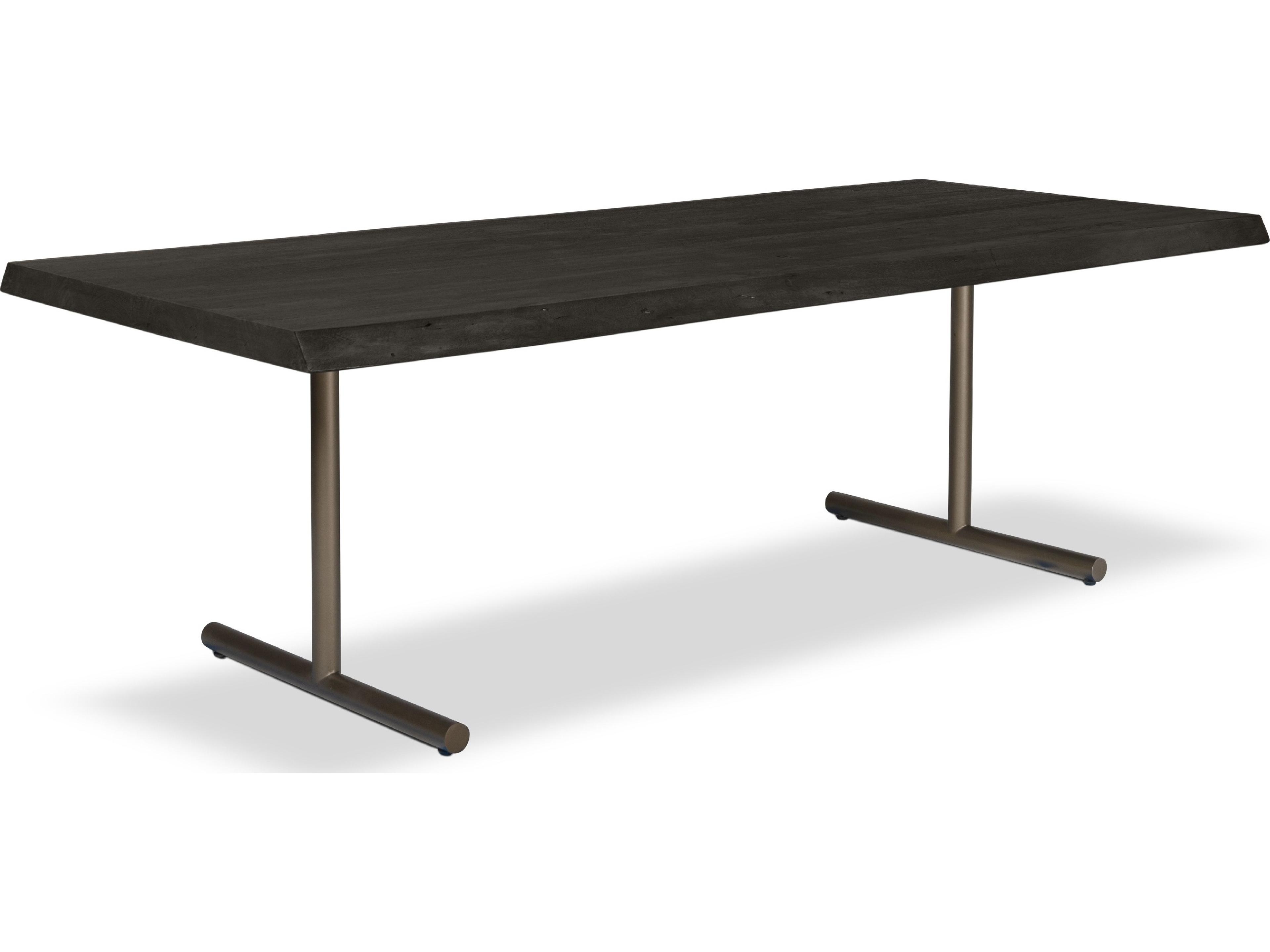 Urbia Brooks Dining Table T Base Ebonized Top Brass Base