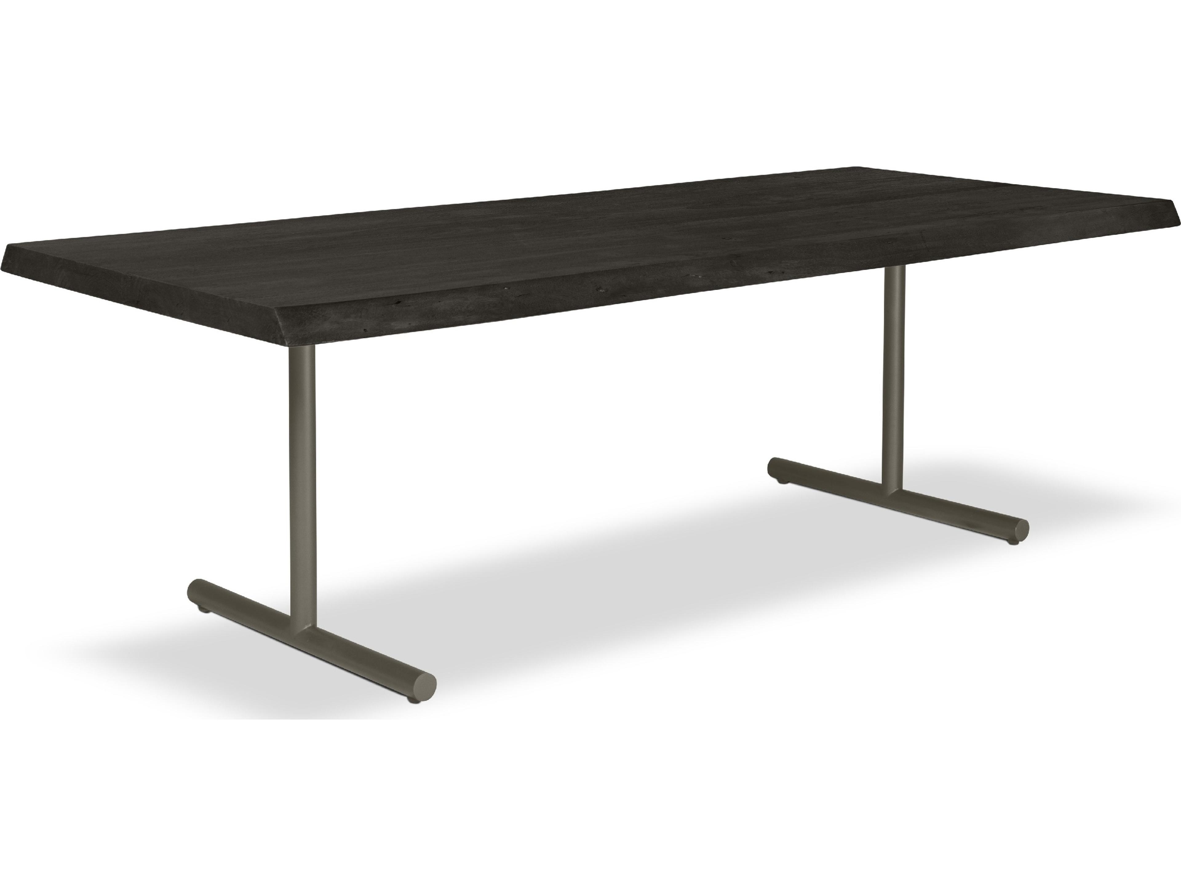 Urbia Brooks Dining Table T Base Ebonized Top Pewter Base