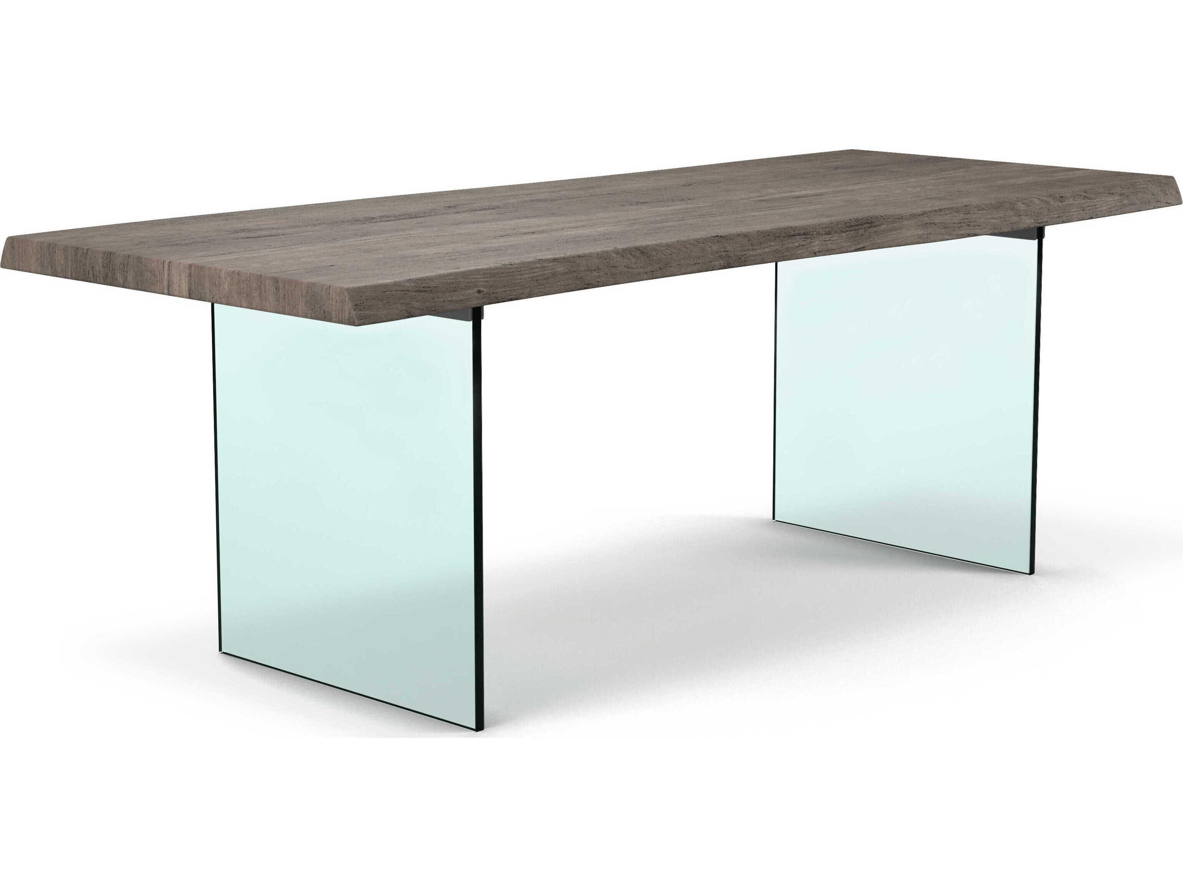Urbia Brooks Rectangular Wood Sandblasted Grey Clear Dining Table