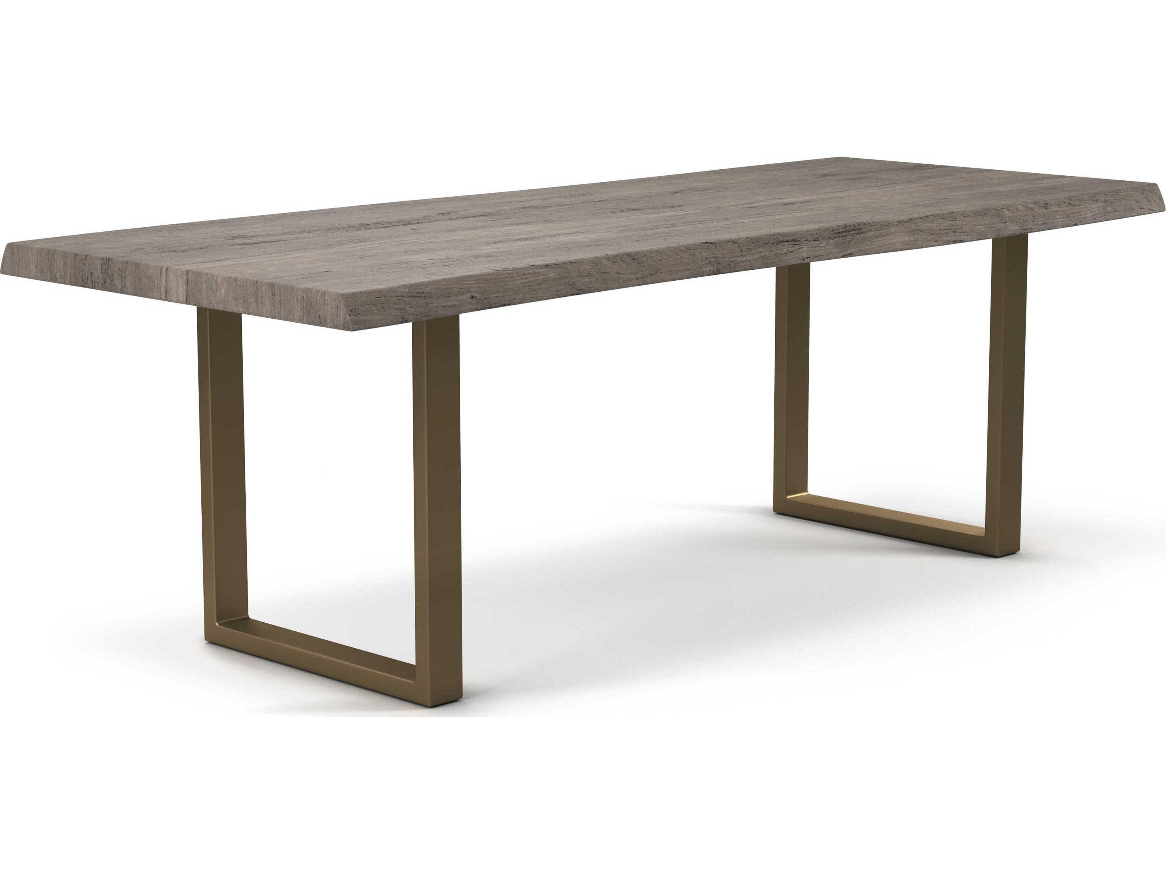 Urbia Brooks Rectangular Wood Sandblasted Grey Brass Dining Table