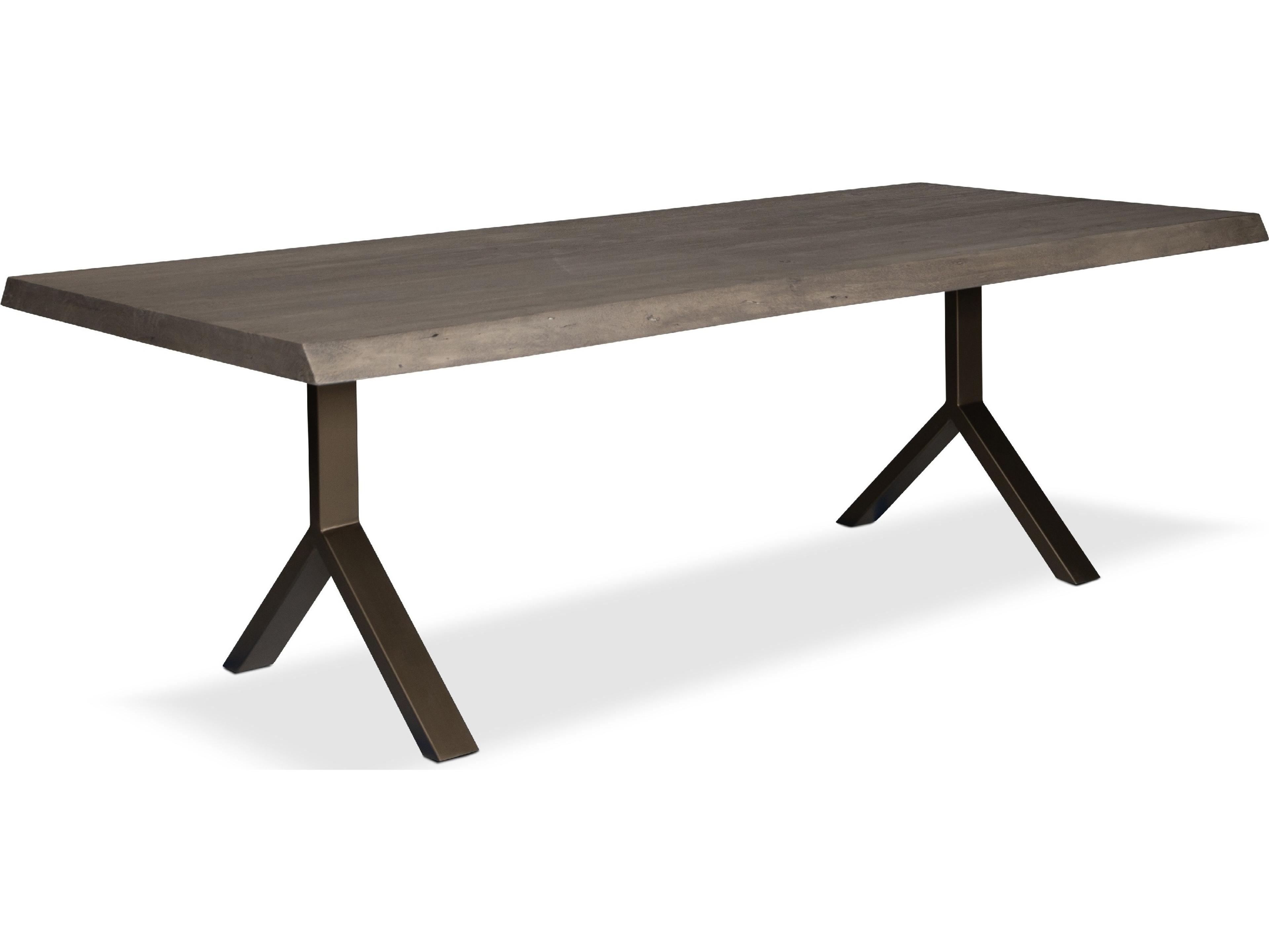 Urbia Brooks Dining Table Y Base Sandblasted Grey Top Brass Base