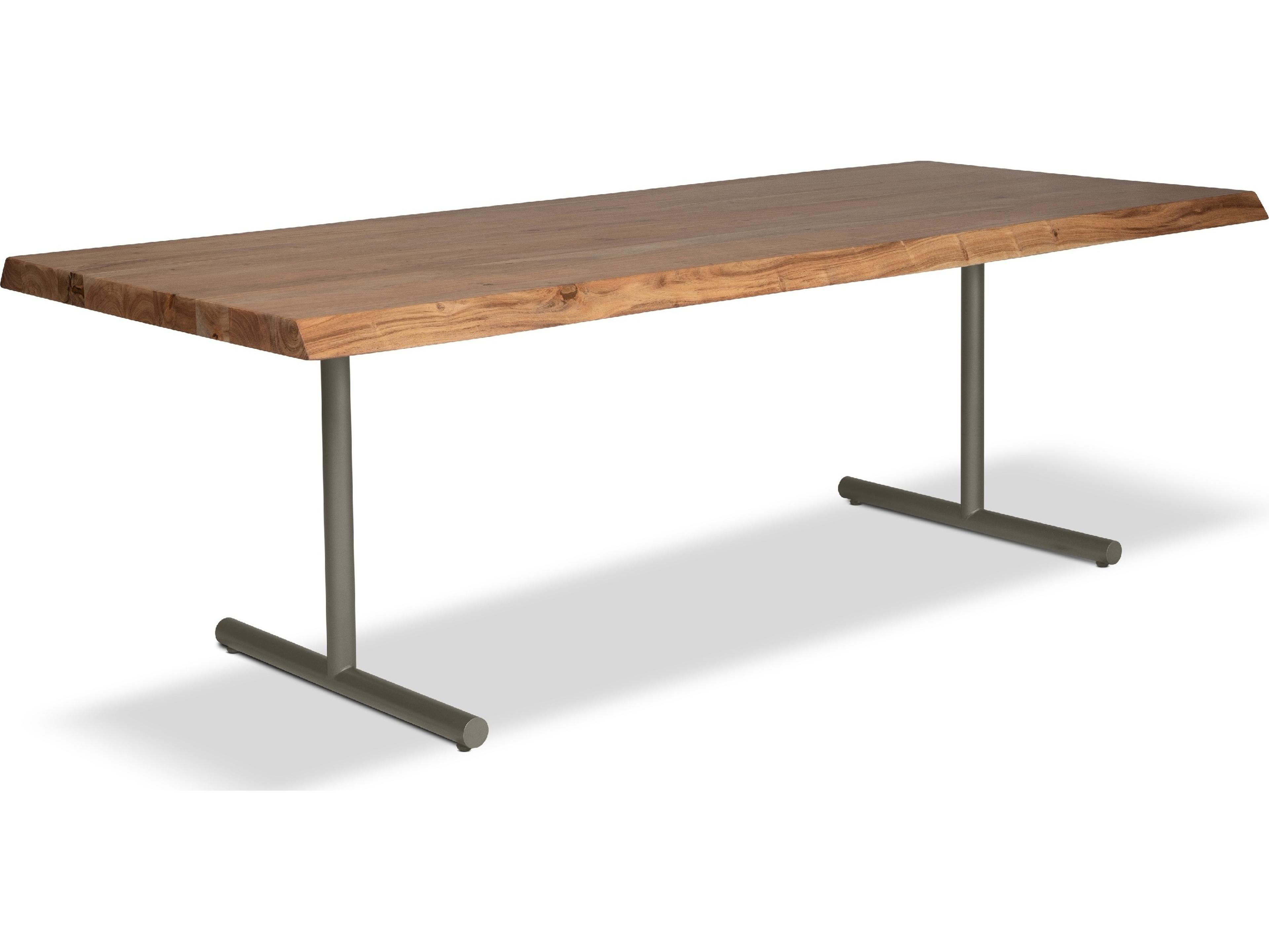 Urbia Brooks Dining Table T Base Teak Top Pewter Base