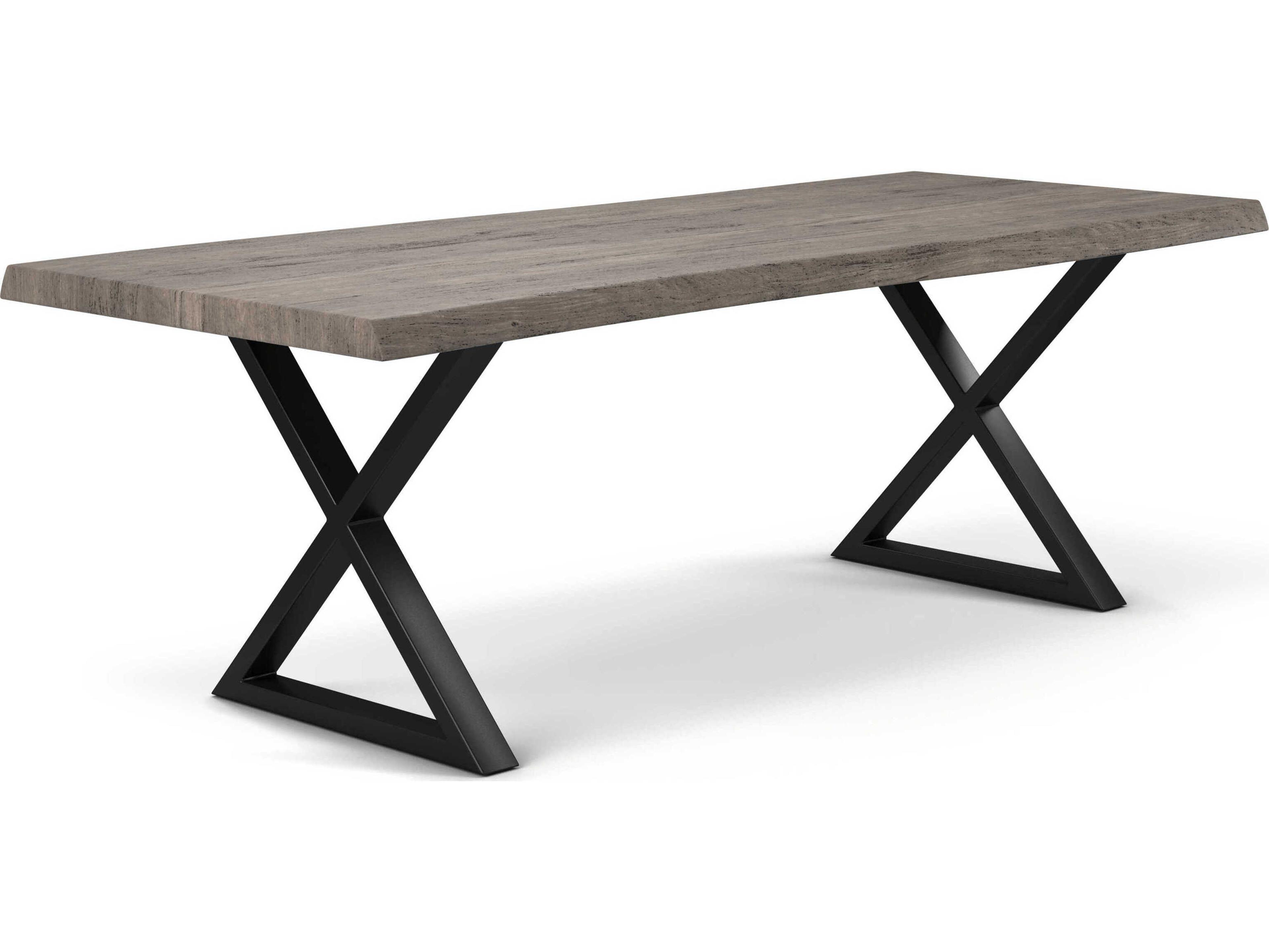 Urbia Brooks Rectangular Wood Sandblasted Grey Black Dining Table