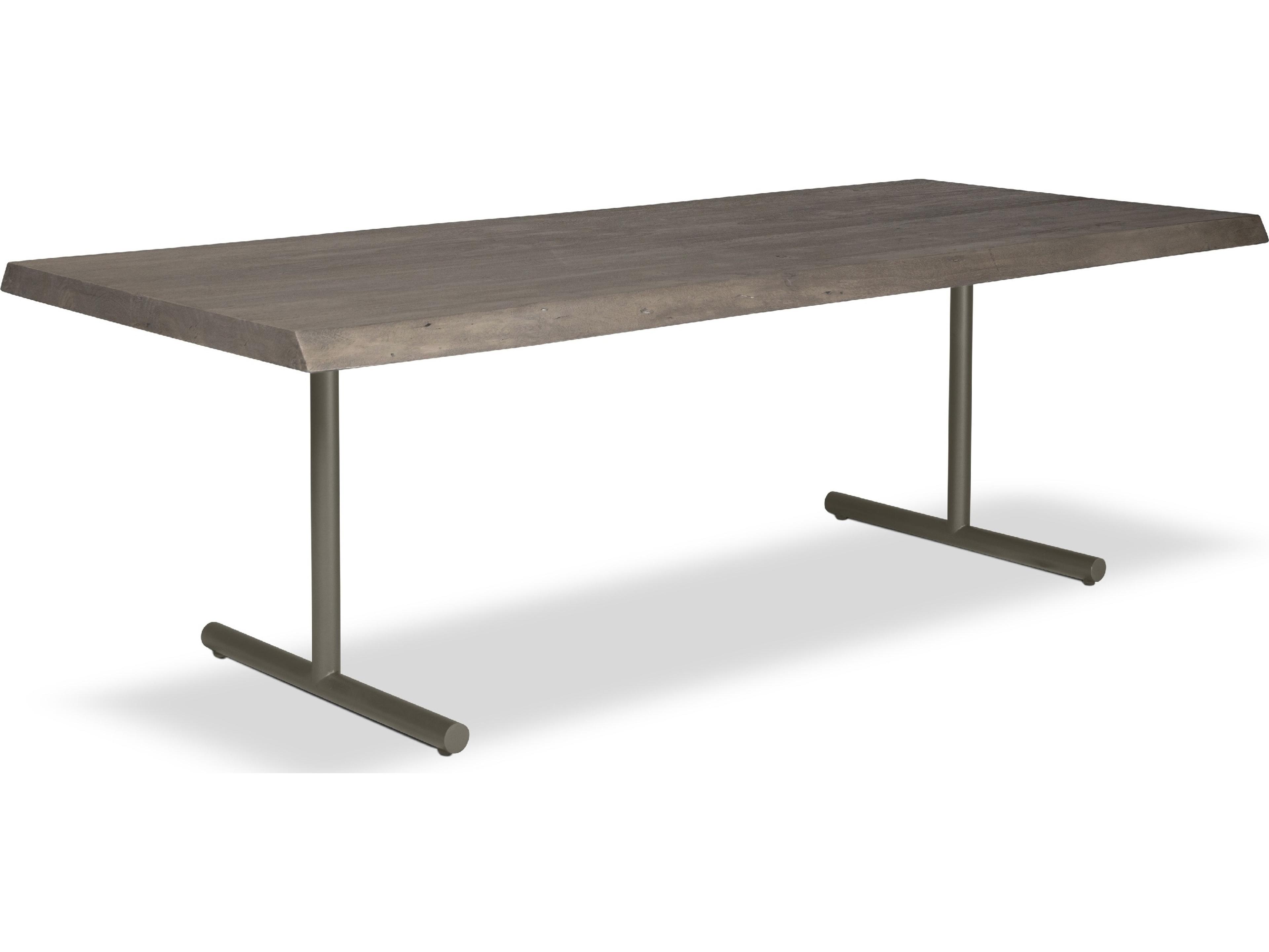 Urbia Brooks Dining Table T Base Sandblasted Grey Top Pewter Base