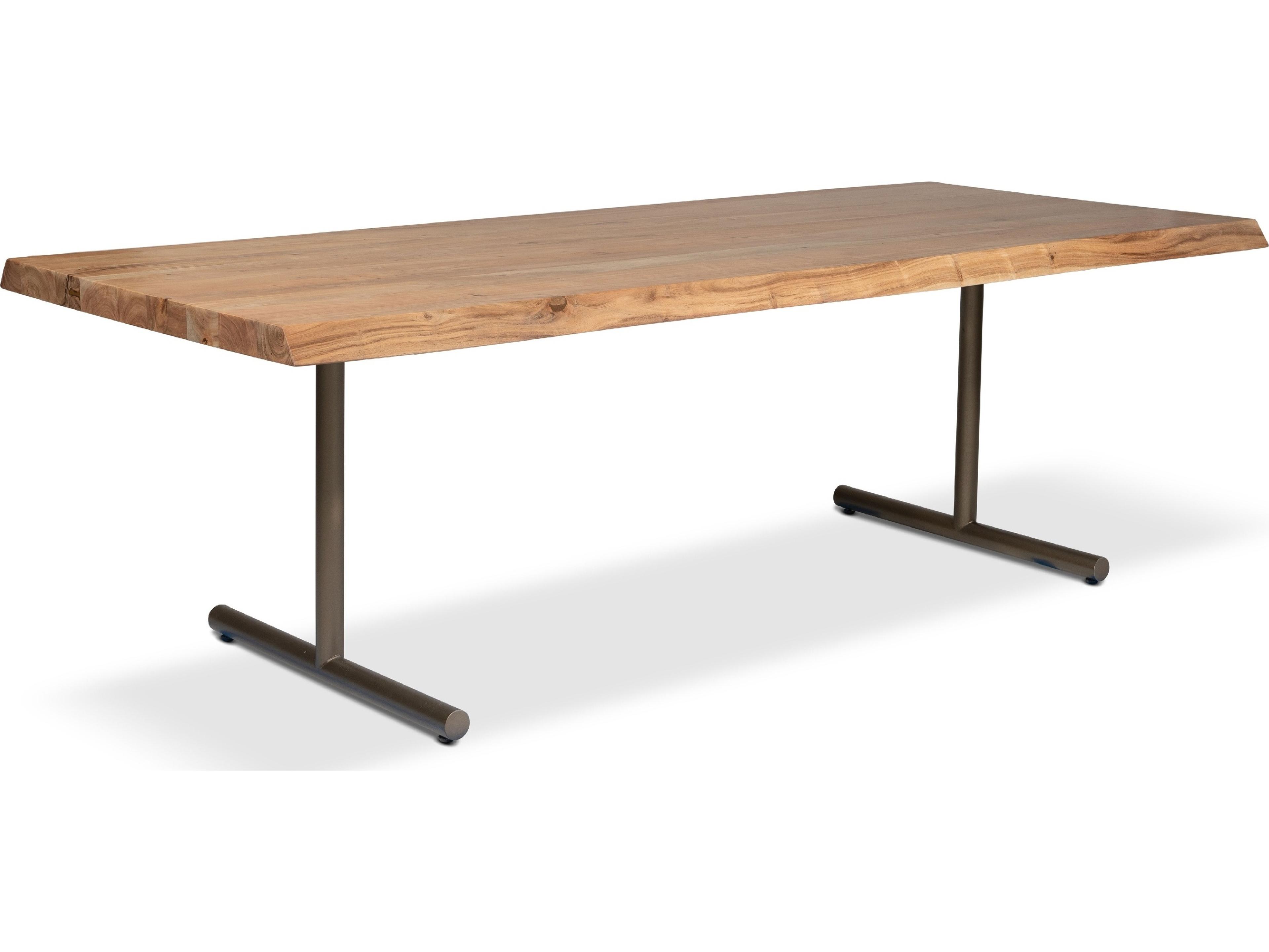 Urbia Brooks Dining Table T Base Teak Top Brass Base