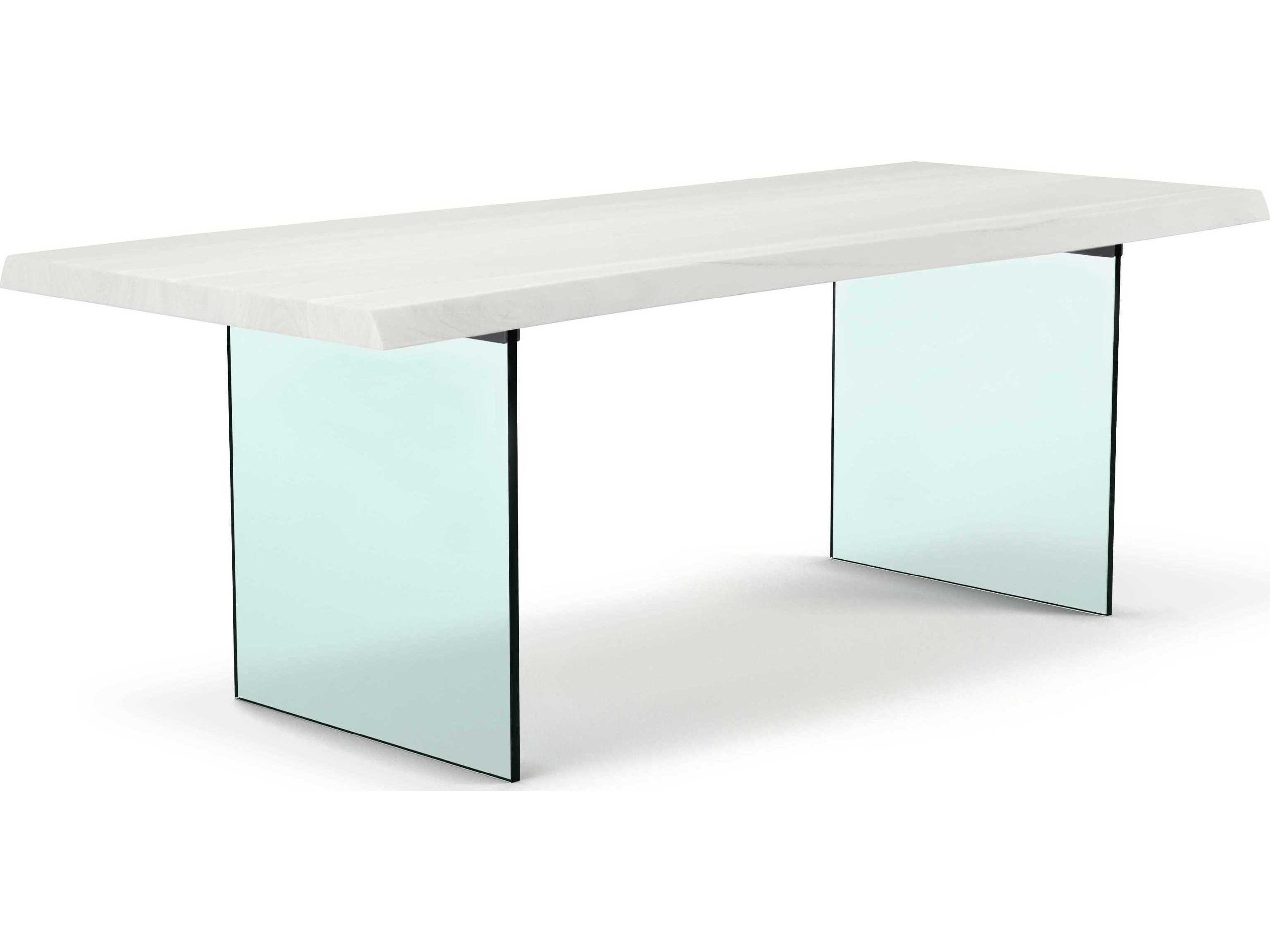 Urbia Brooks Rectangular Wood White Wash Clear Dining Table