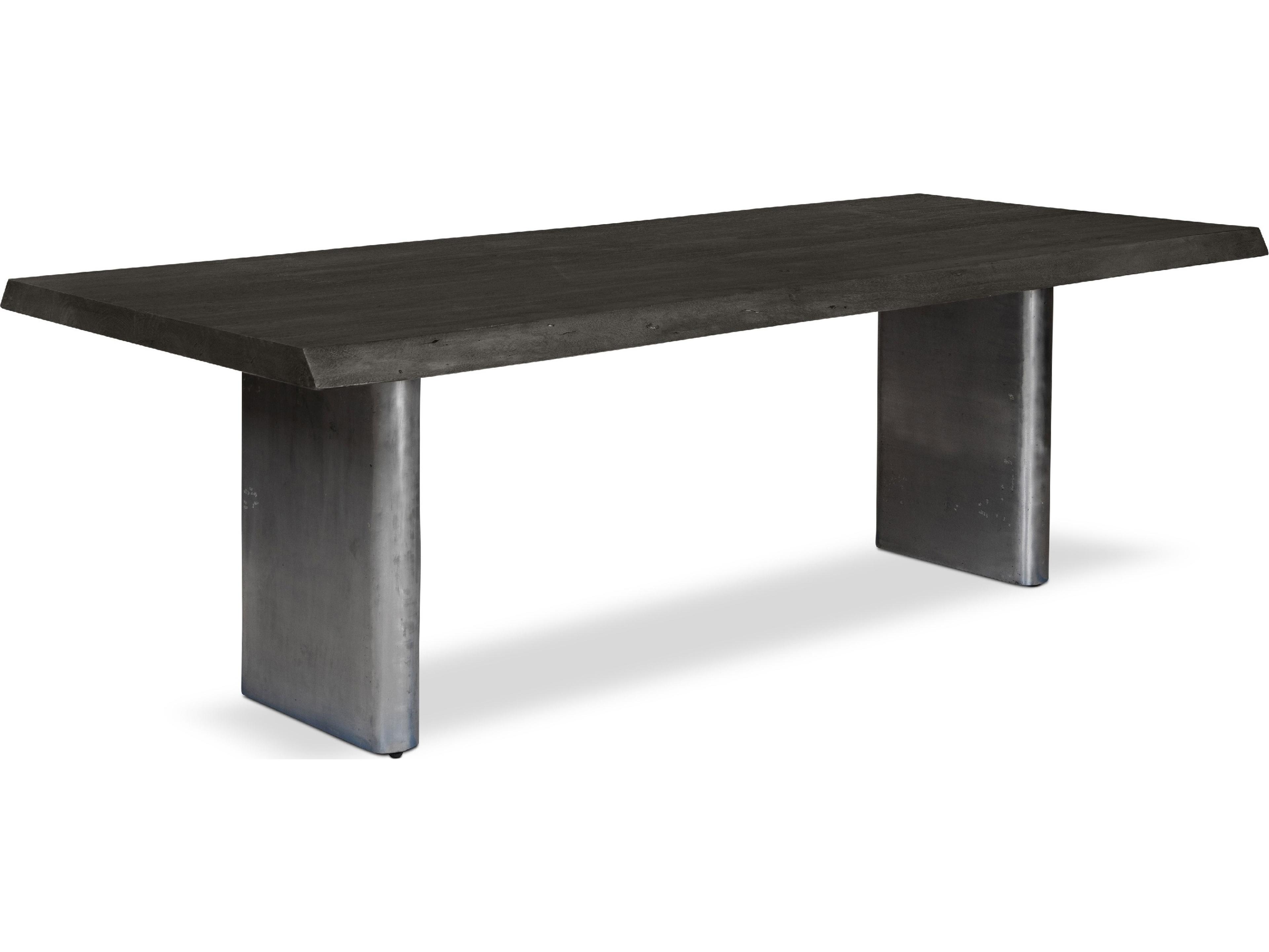 Urbia Brooks Dining Table Cast Slab Base Ebonized Top Antique Nickel Base