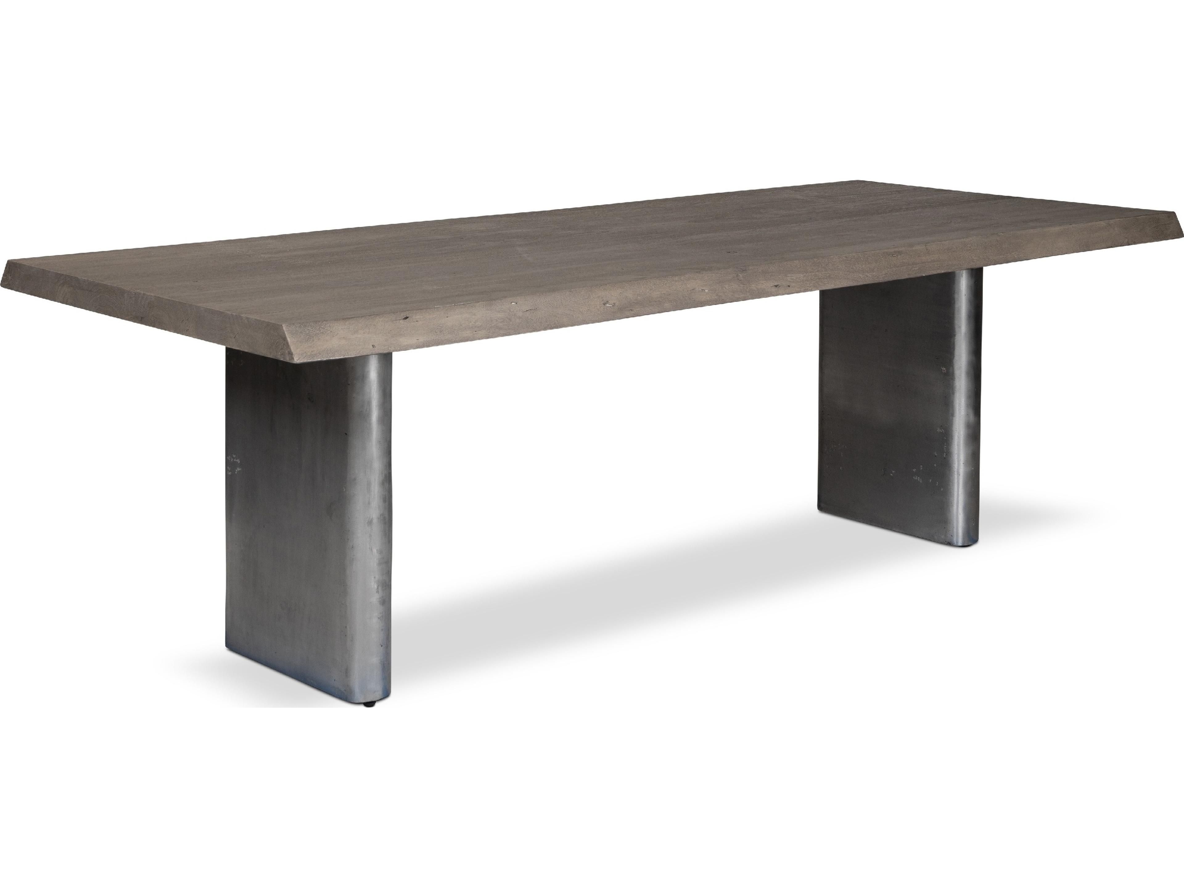 Urbia Brooks Dining Table Cast Slab Base Sandblasted Grey Top Antique Nickel Base