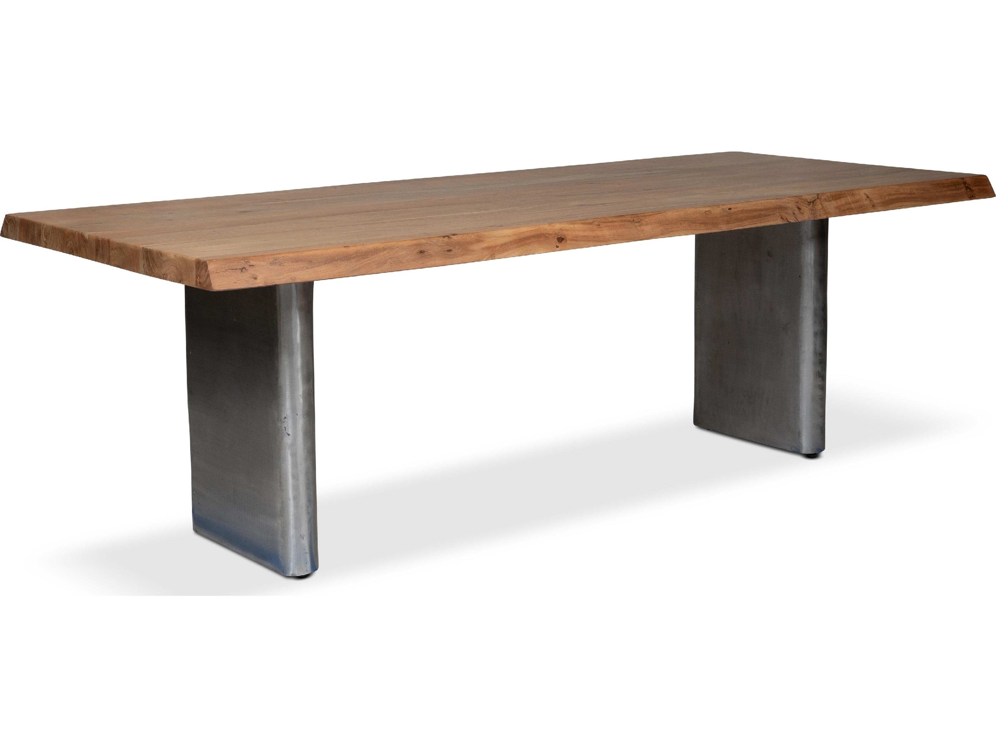 Urbia Brooks Dining Table Cast Slab Base Teak Top Antique Nickel Base