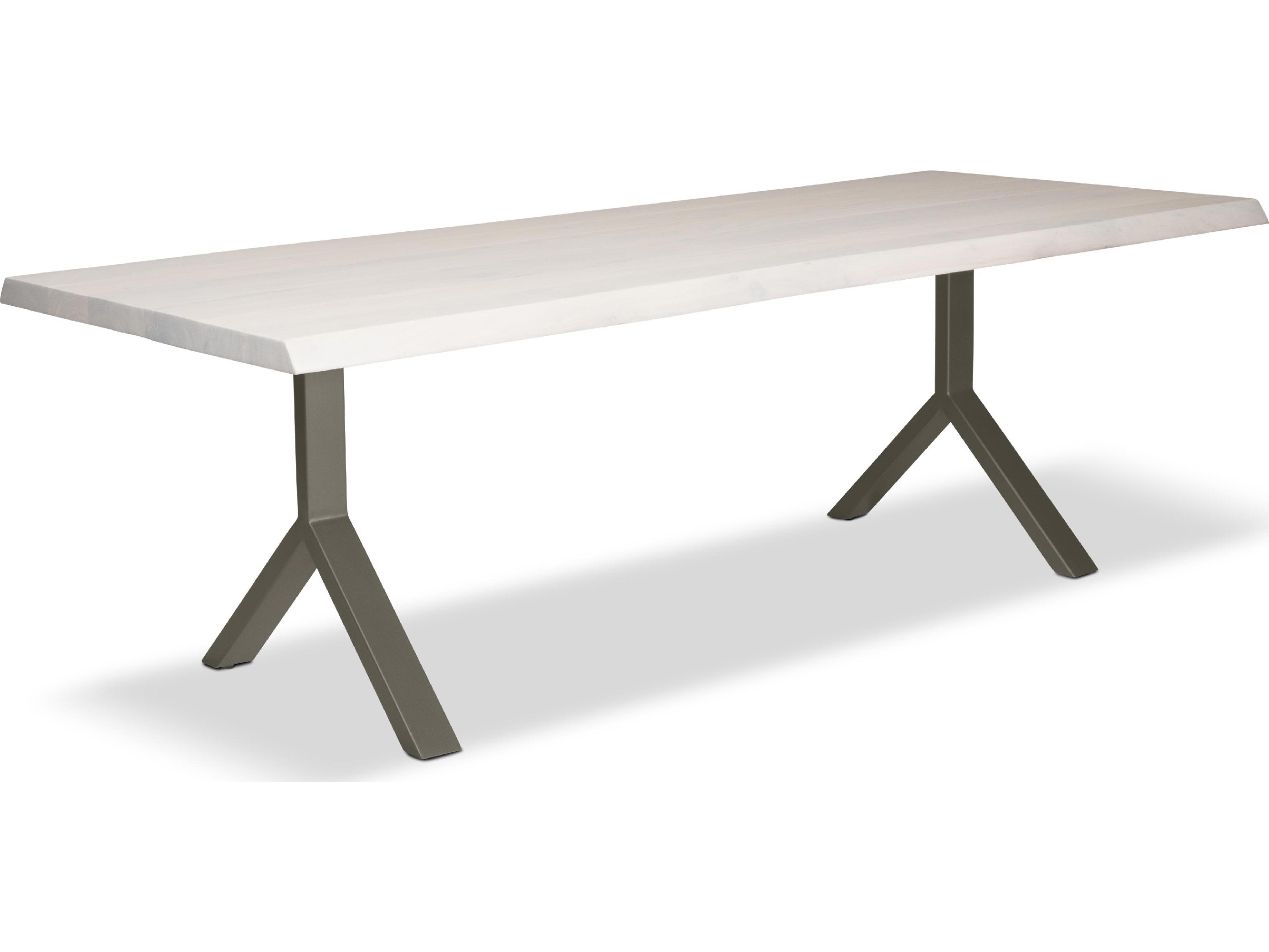 Urbia Brooks Dining Table Y Base White Wash Top Pewter Base