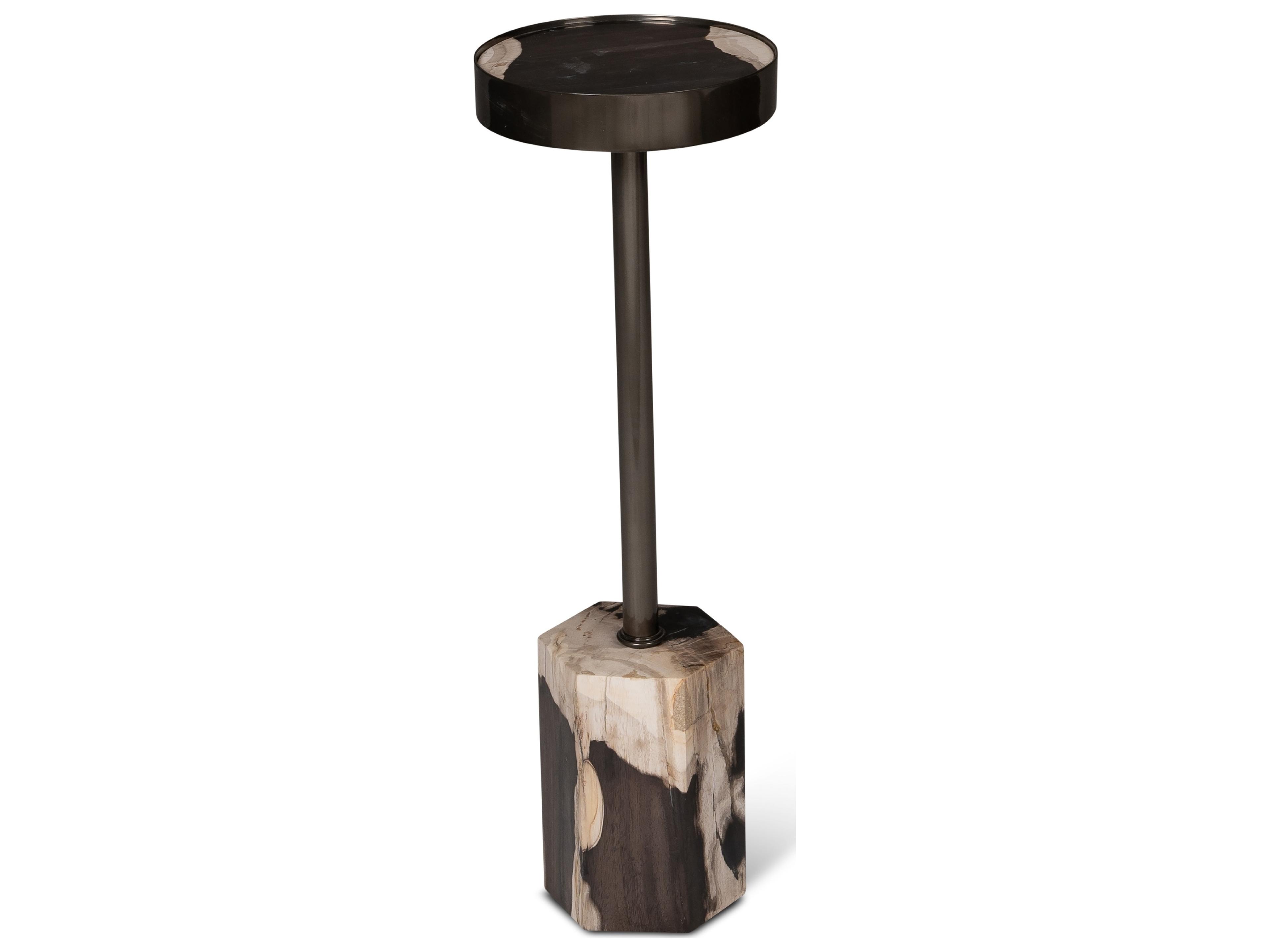 Urbia Relique Dinah Drink Table Nickel Frame Natural Dark Top