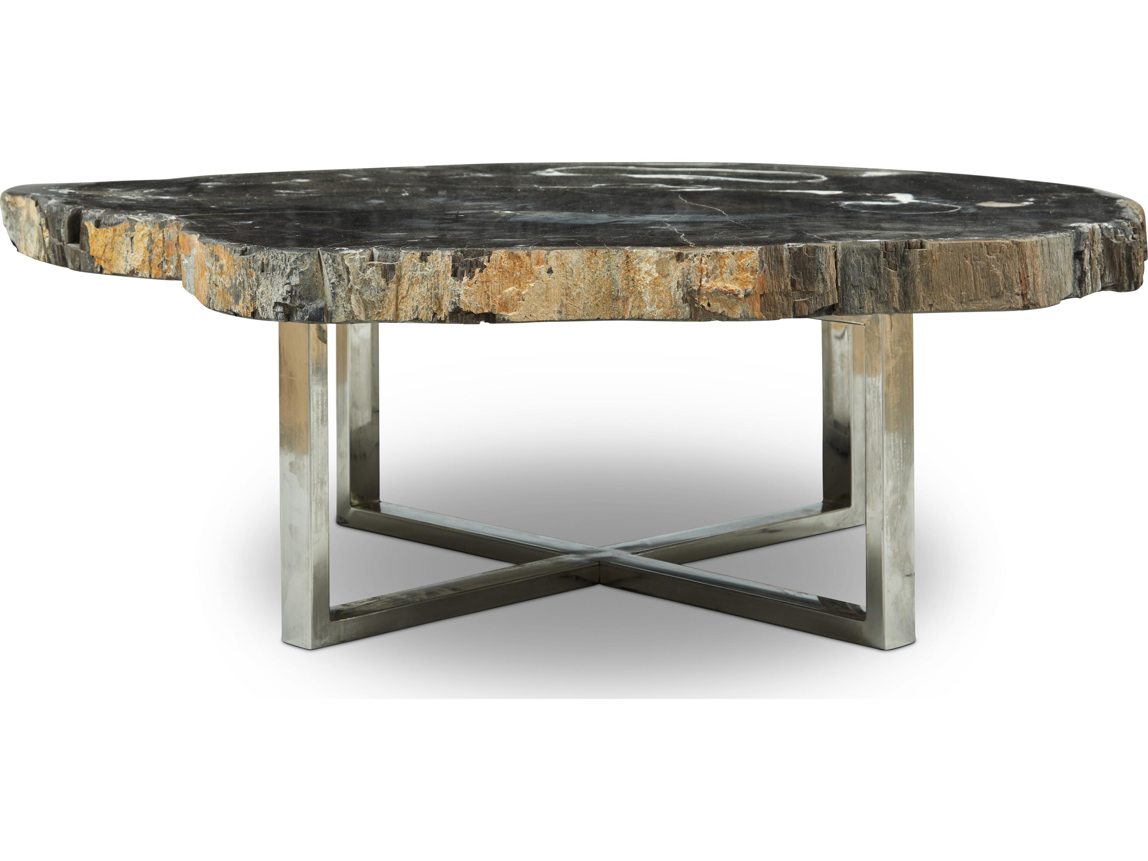 Urbia Relique Wood Natural Dark Polished Stainless Steel Coffee Table