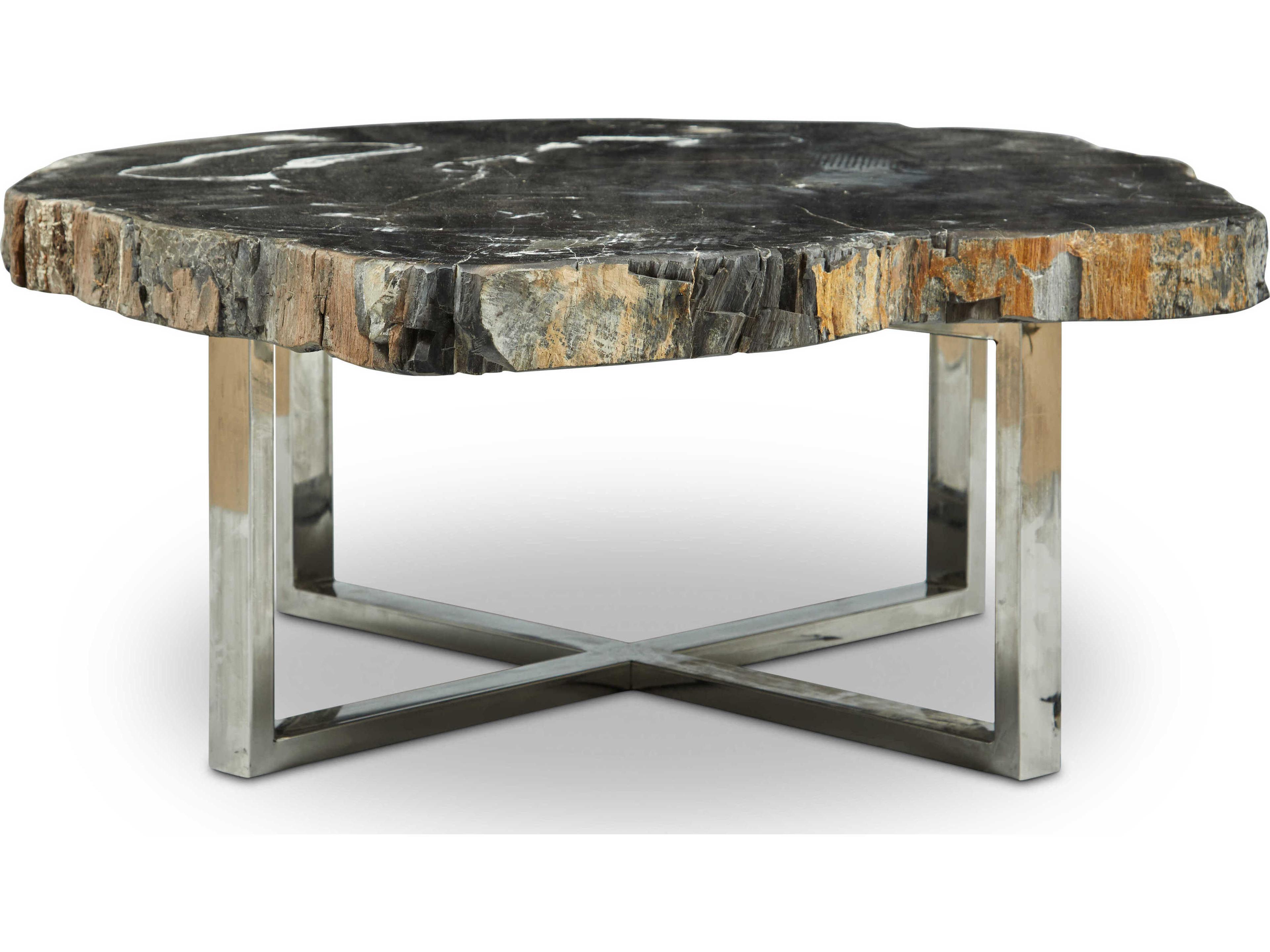 Urbia Relique Wood Natural Dark Polished Stainless Steel Coffee Table