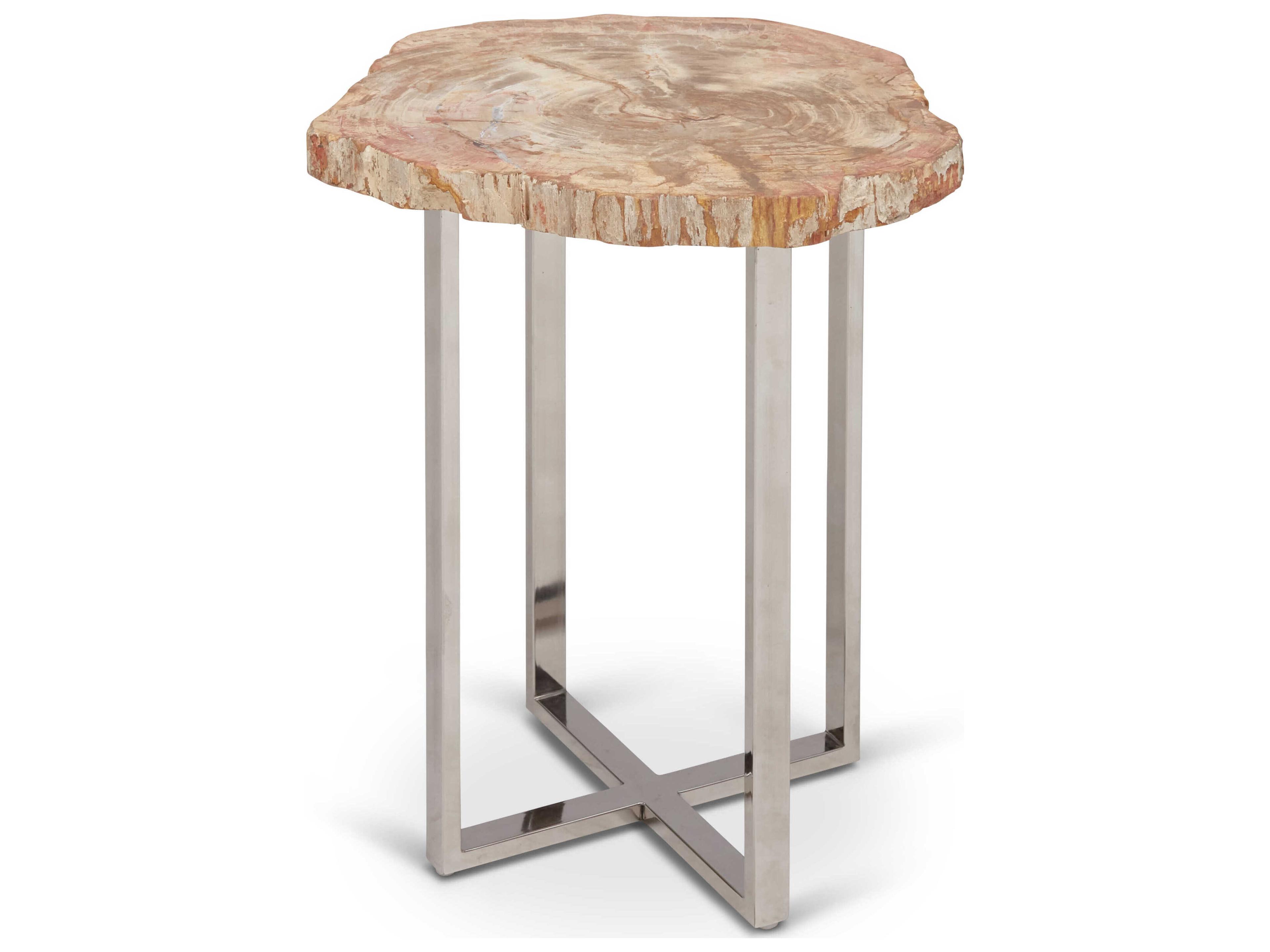 Urbia Relique Wood Natural Light Polished Stainless Steel End Table
