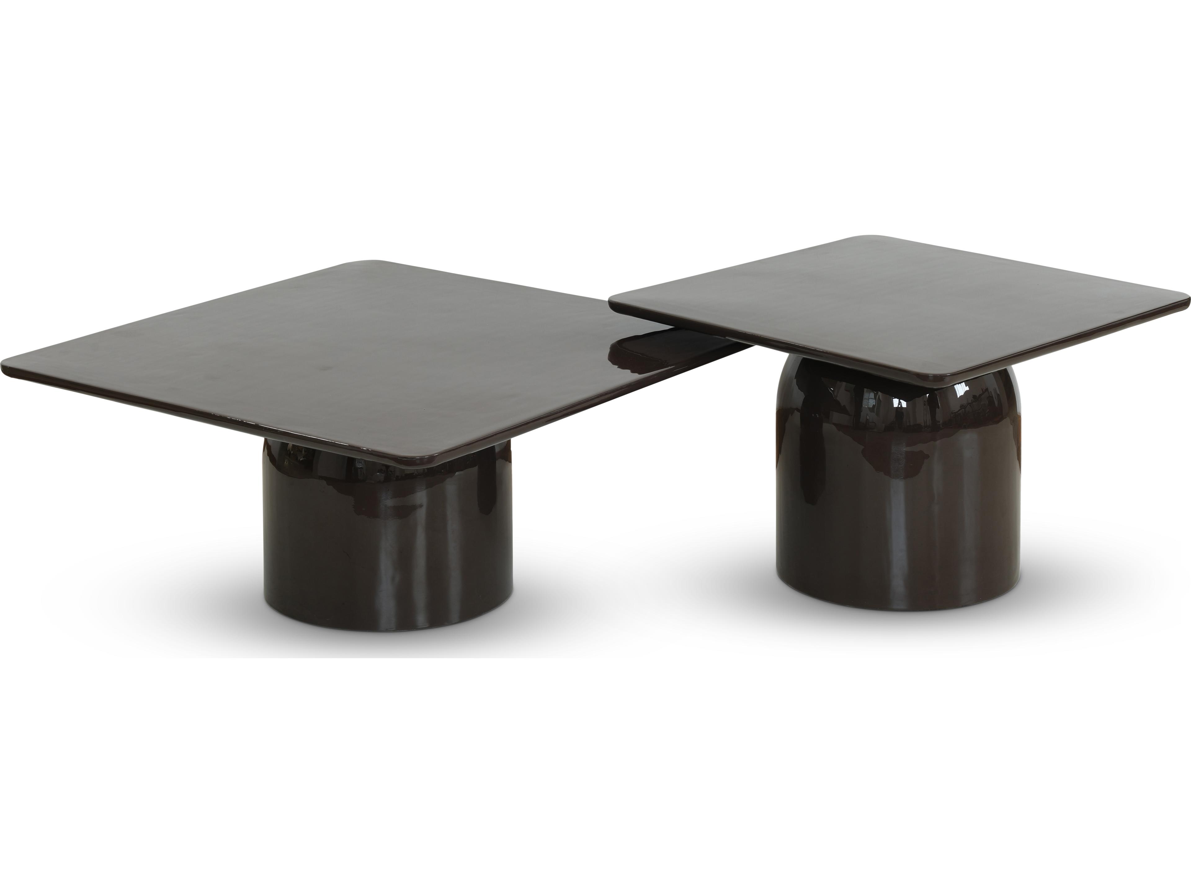 Urbia Alessia Square Metal Deep Umber Brown Coffee Table Set of 2