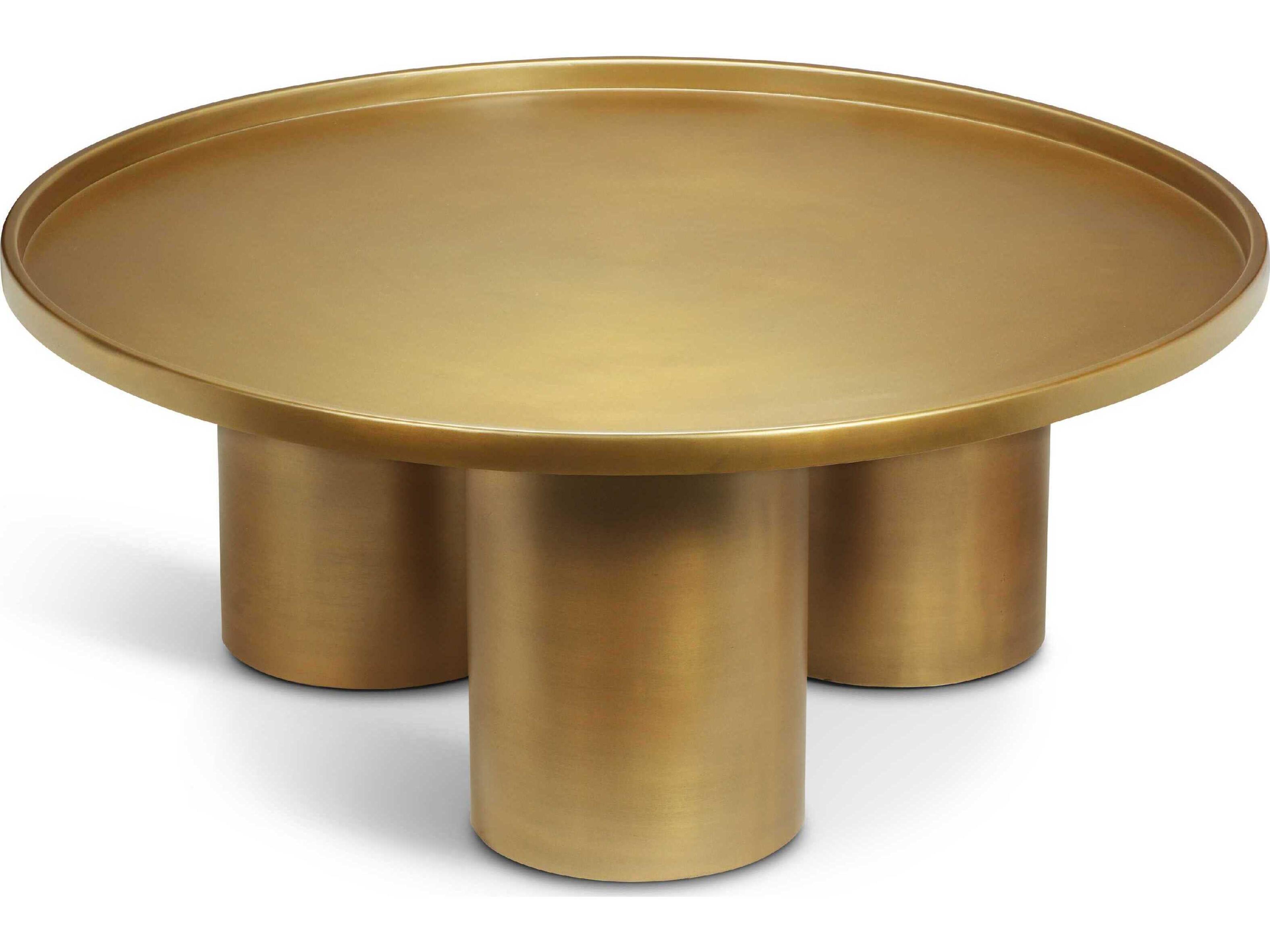 Urbia Eclat Sofia Round Metal Industrial Brass Coffee Table