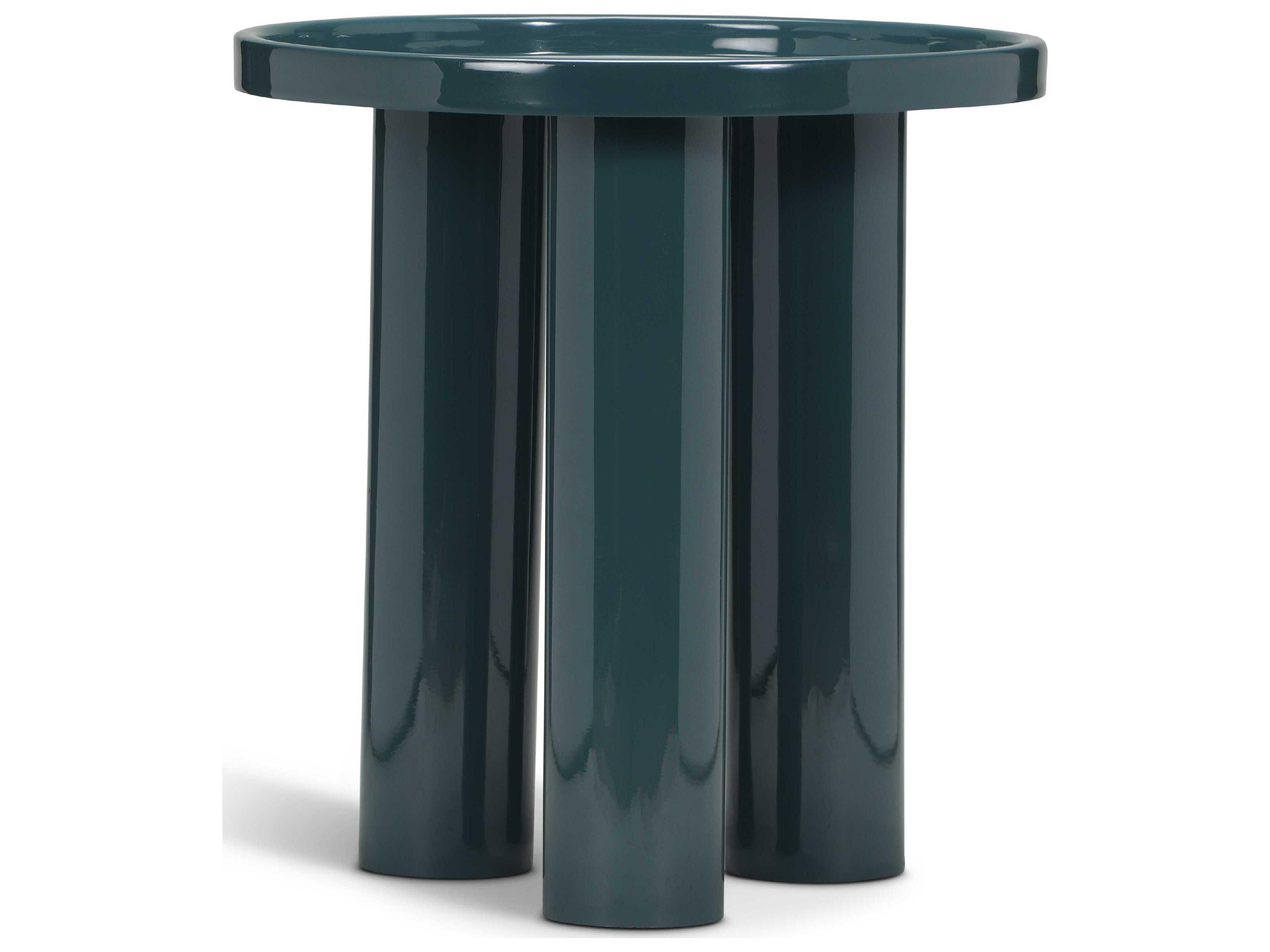Urbia Eclat Sofia Enamel Round Metal Aegean Teal End Table