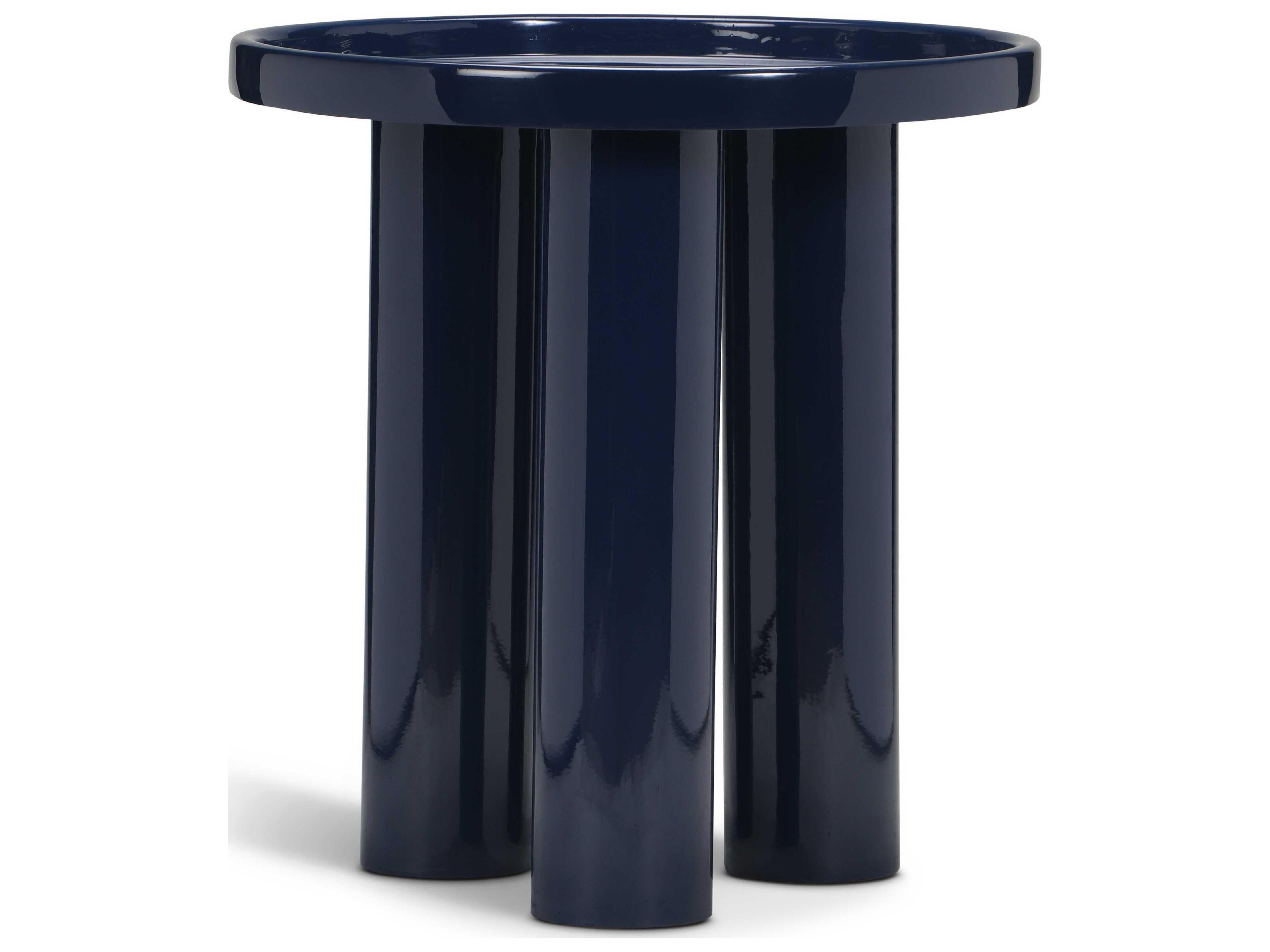 Urbia Eclat Sofia Enamel Round Metal Navy End Table