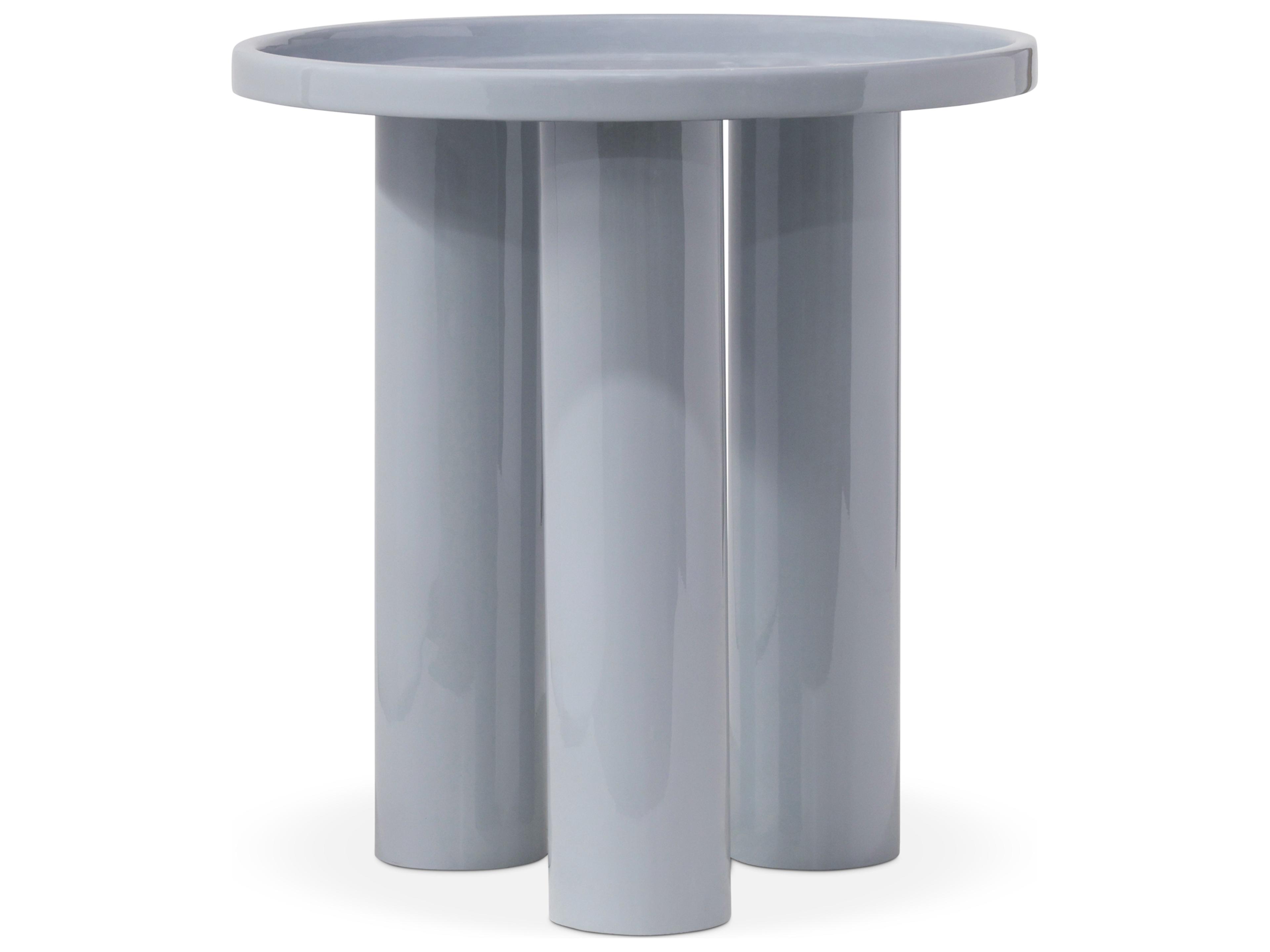 Urbia Eclat Round Metal Pearl Blue End Table