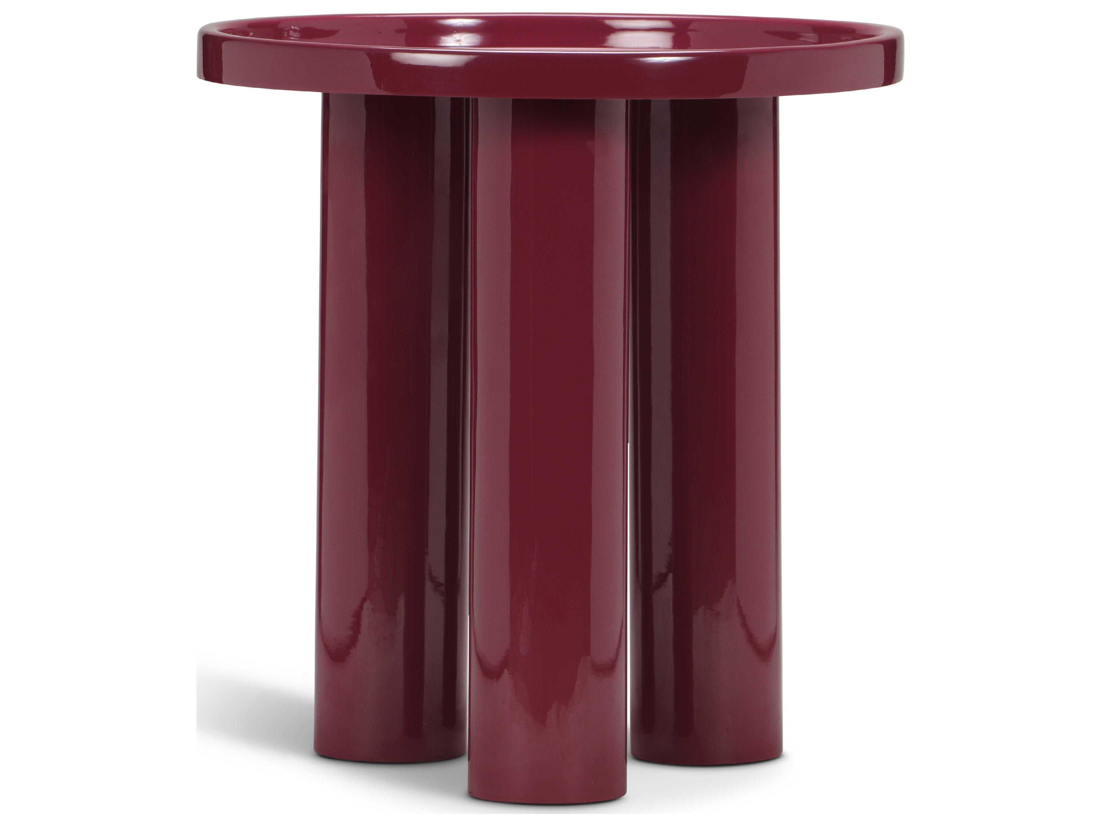 Eclat Sofia Enamel Round Metal Plum End Table