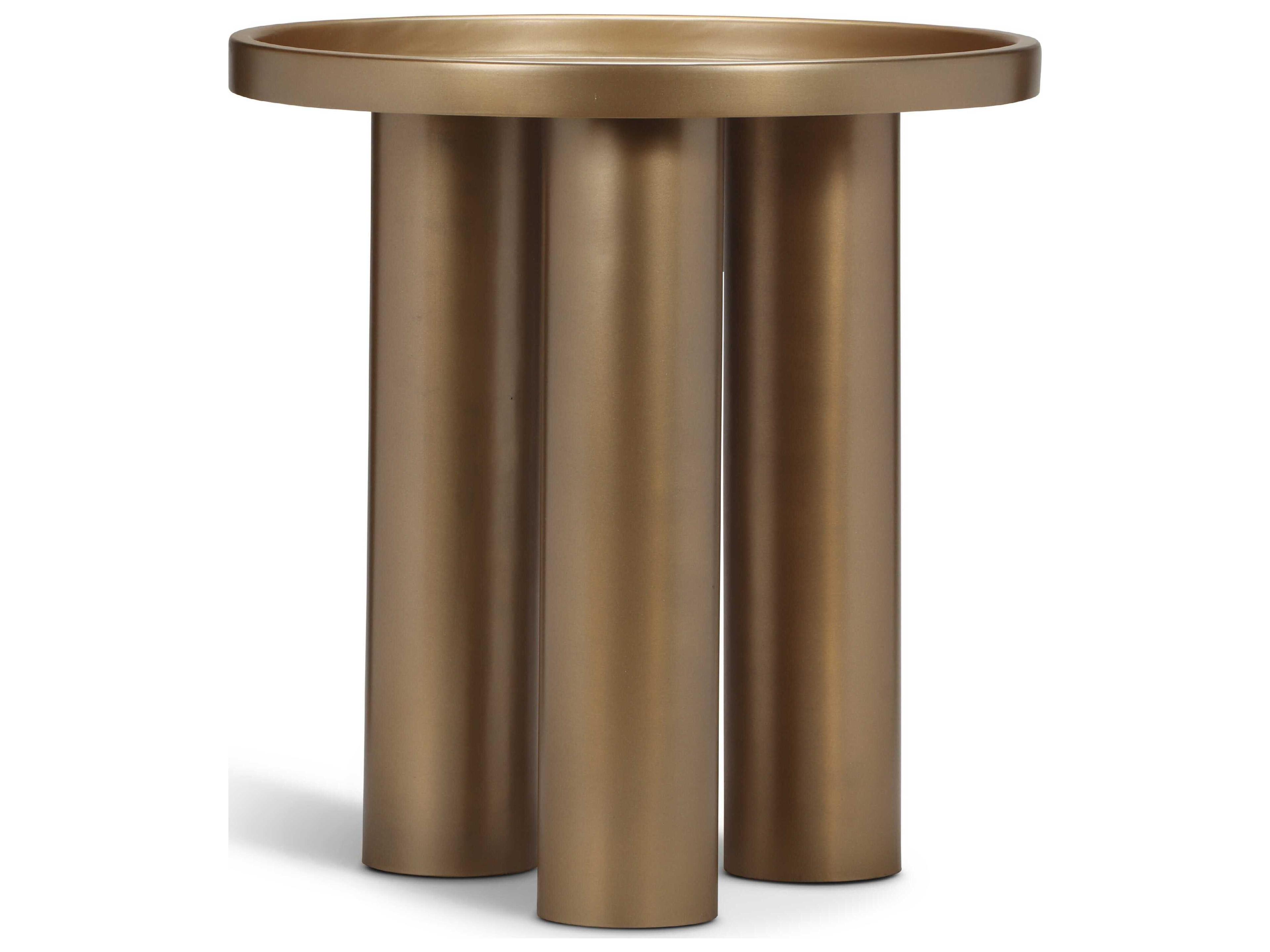 Urbia Eclat Sofia Round Metal Industrial Brass End Table