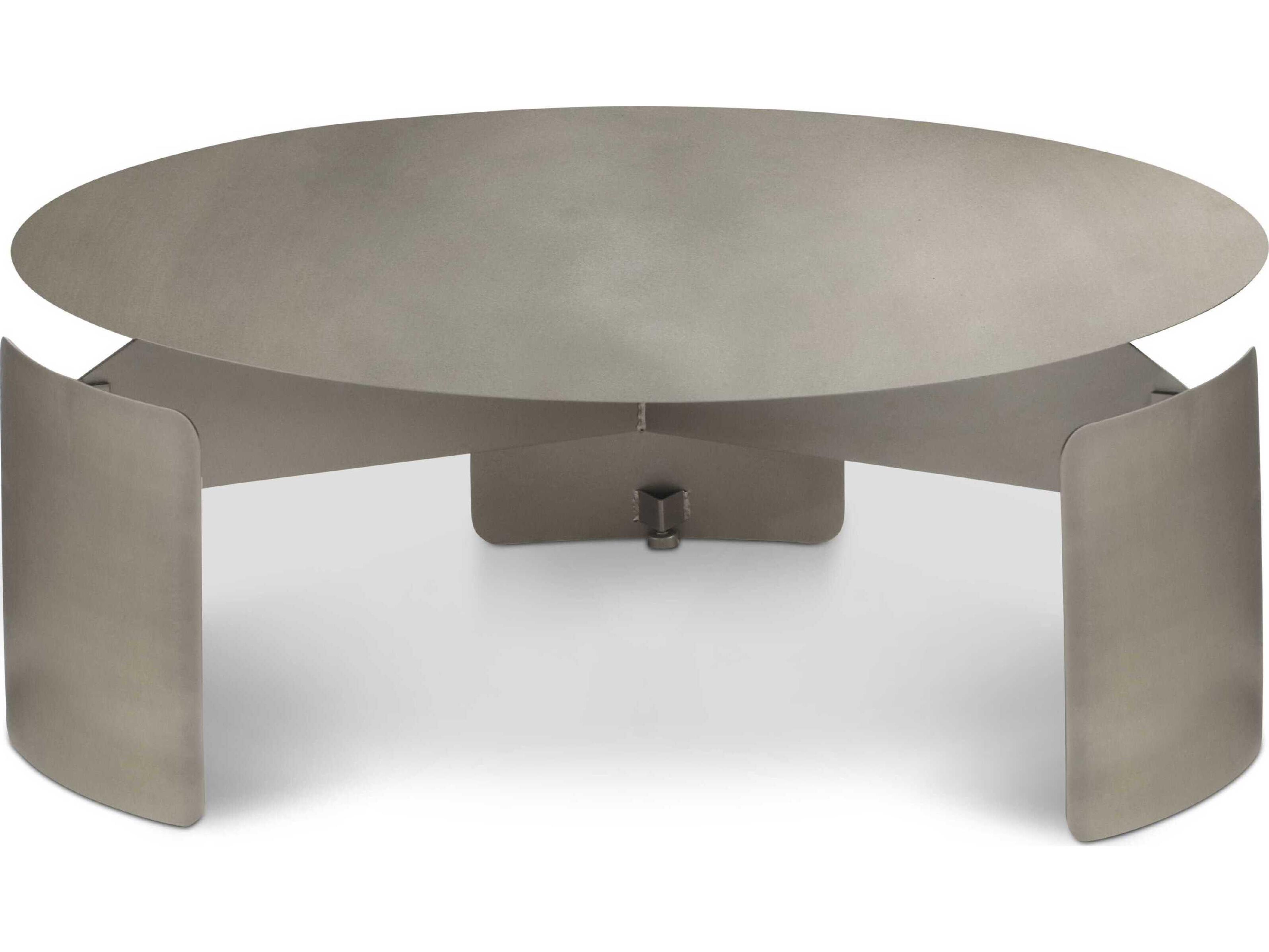 Senshi Round Metal Industrial Nickel Coffee Table
